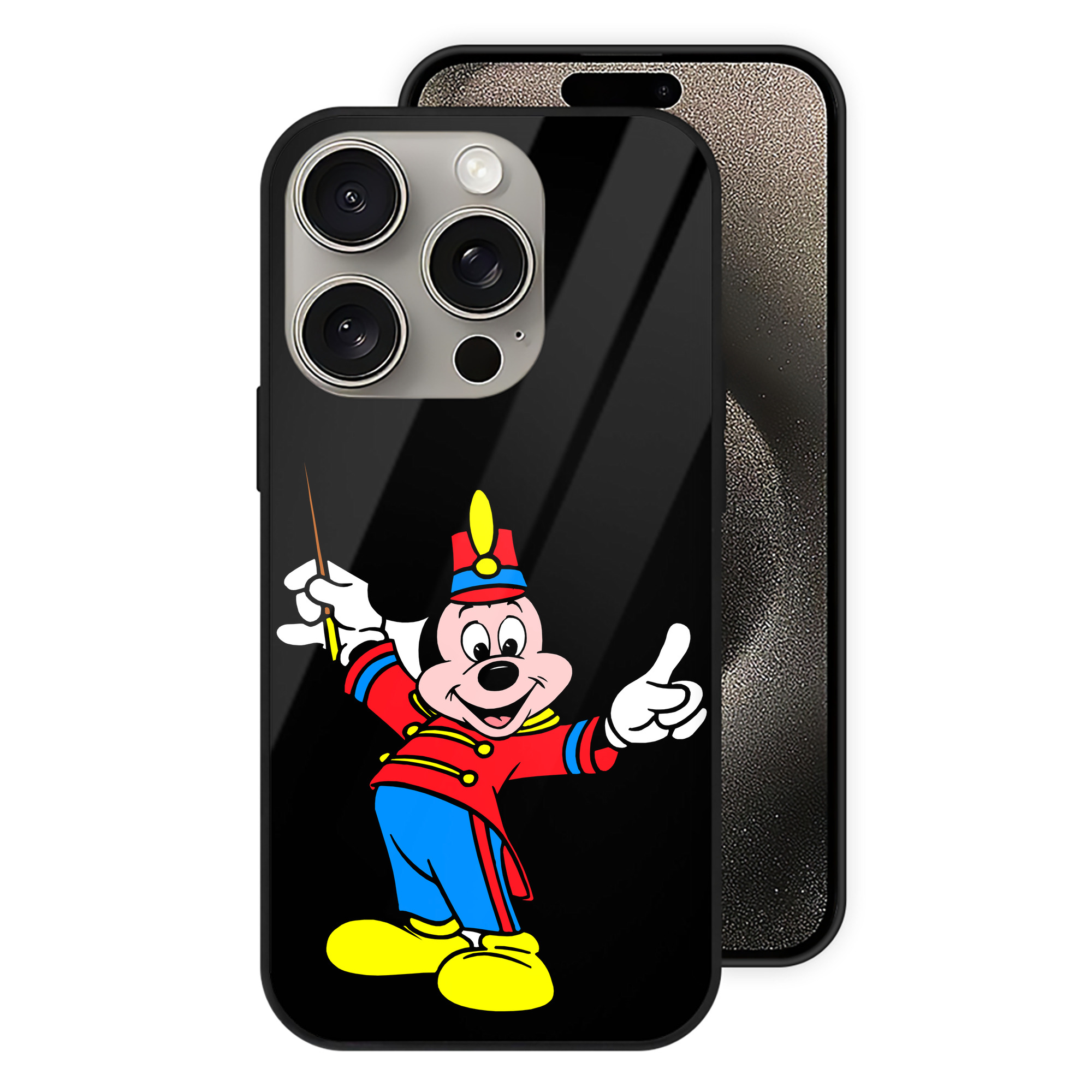 （画像用） ミッキーマウス Mickey Mouse 【iPhone15Pro対応】スマホケース 耐衝撃＆黄変防止 背面ガラス