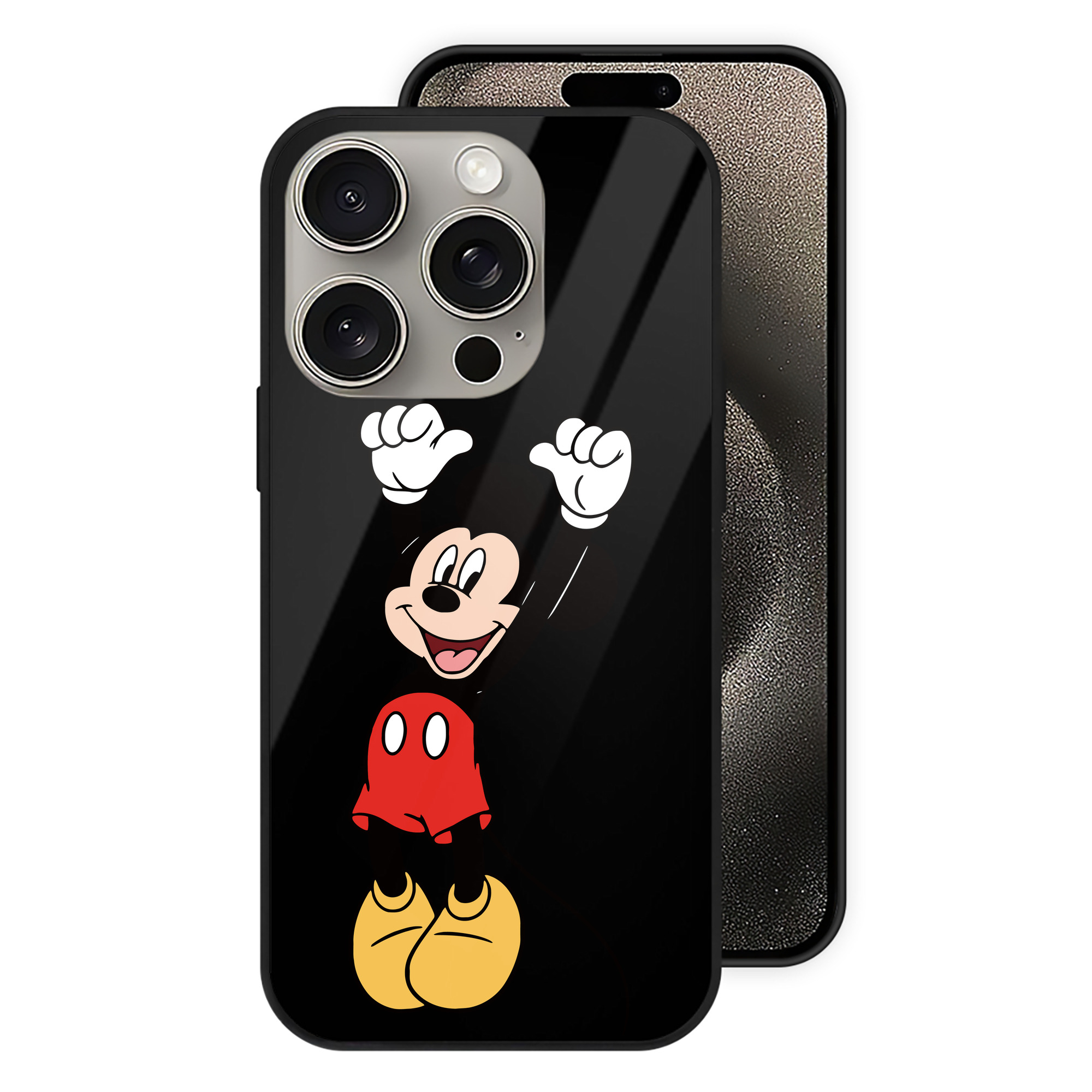（画像用） ミッキーマウス Mickey Mouse 【iPhone15Pro対応】スマホケース 耐衝撃＆黄変防止 背面ガラス