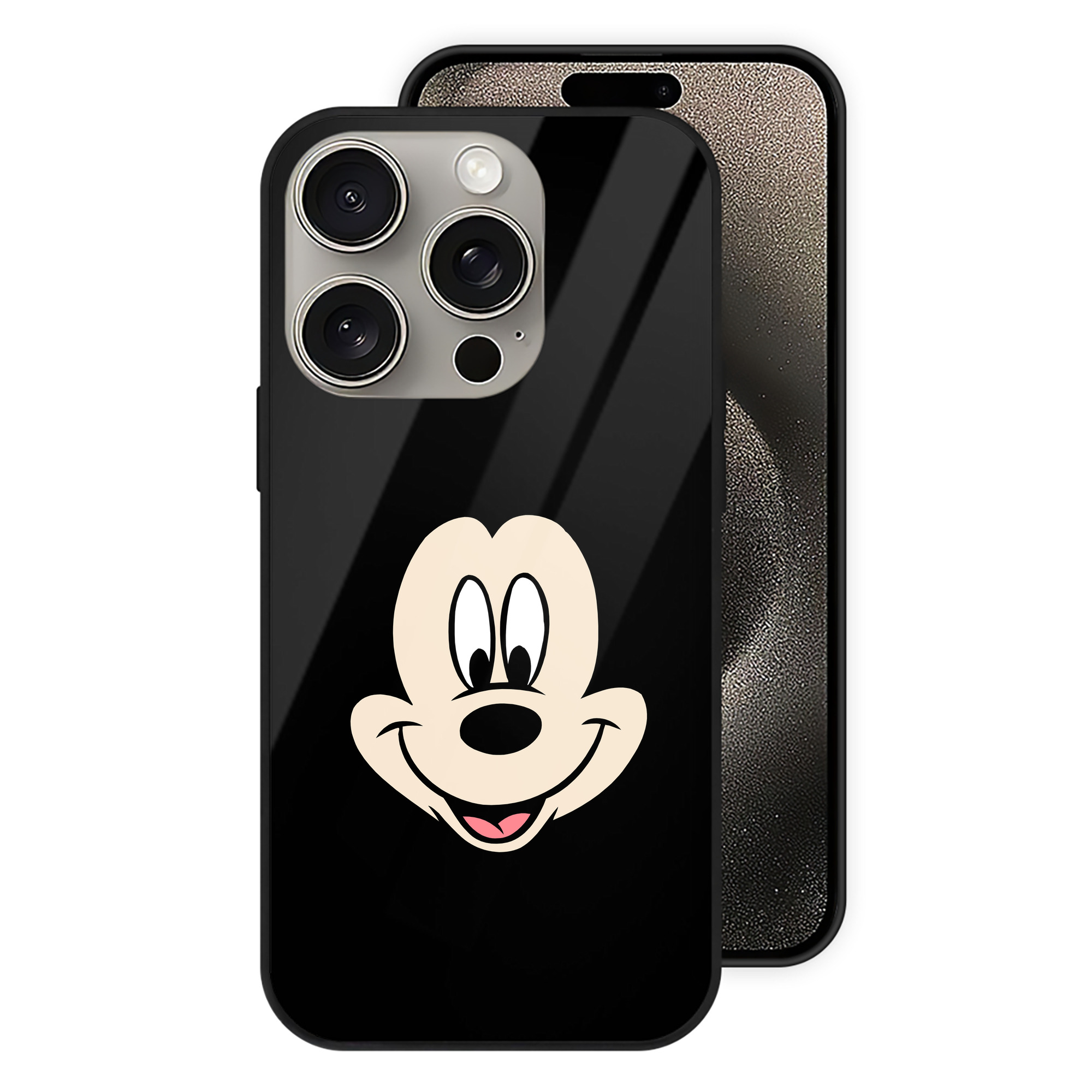 （画像用） ミッキーマウス Mickey Mouse 【iPhone15Pro対応】スマホケース 耐衝撃＆黄変防止 背面ガラス