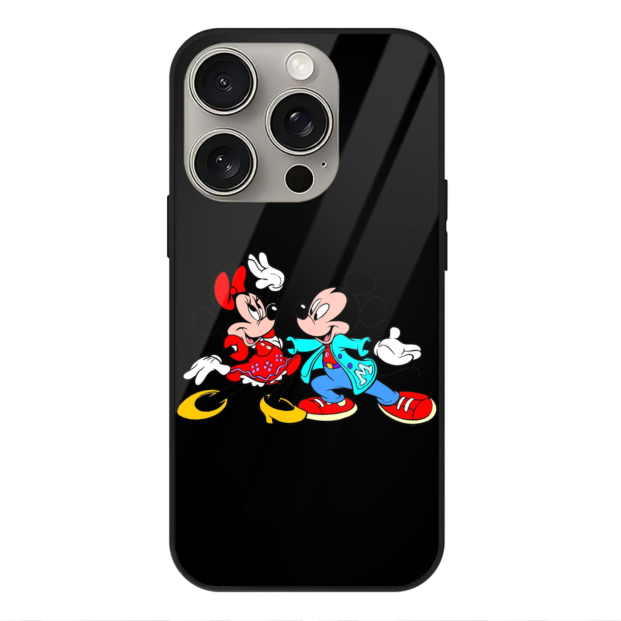 （画像用） ミッキーマウス Mickey Mouse 【iPhone15Pro対応】スマホケース 耐衝撃＆黄変防止 背面ガラス
