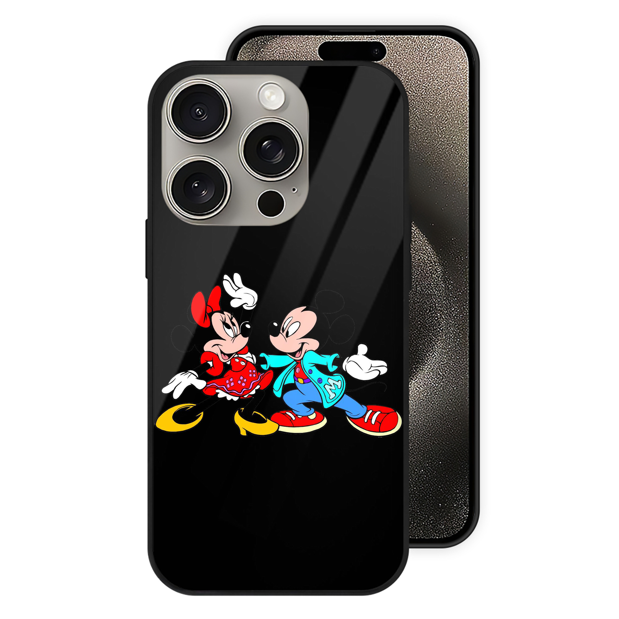 （画像用） ミッキーマウス Mickey Mouse 【iPhone15Pro対応】スマホケース 耐衝撃＆黄変防止 背面ガラス