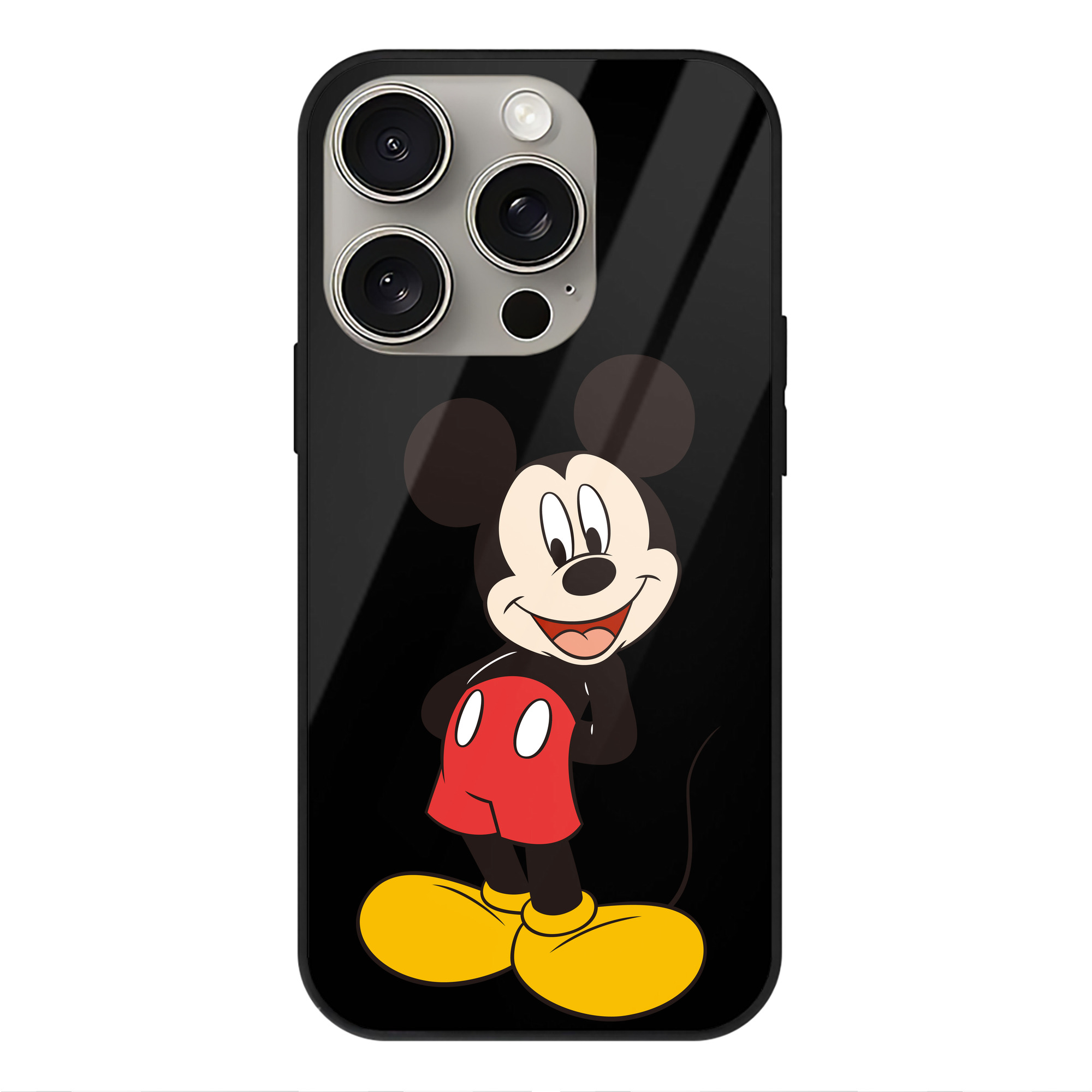 （画像用） ミッキーマウス Mickey Mouse 【iPhone15Pro対応】スマホケース 耐衝撃＆黄変防止 背面ガラス