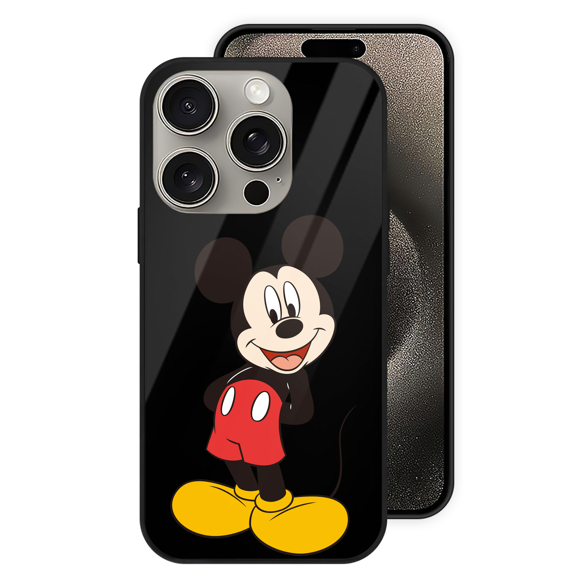 （画像用） ミッキーマウス Mickey Mouse 【iPhone15Pro対応】スマホケース 耐衝撃＆黄変防止 背面ガラス