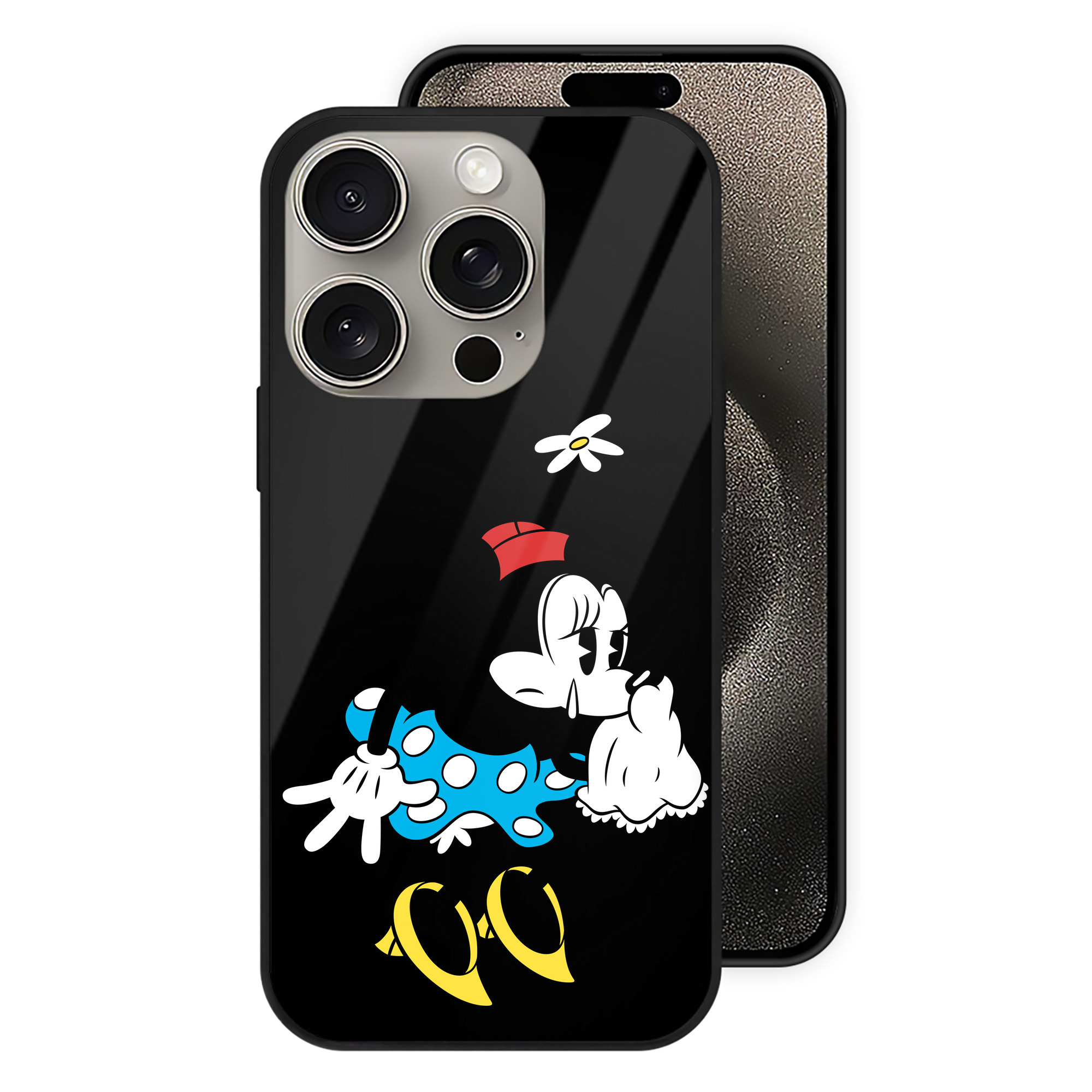 （画像用） ミッキーマウス Mickey Mouse 【iPhone15Pro対応】スマホケース 耐衝撃＆黄変防止 背面ガラス
