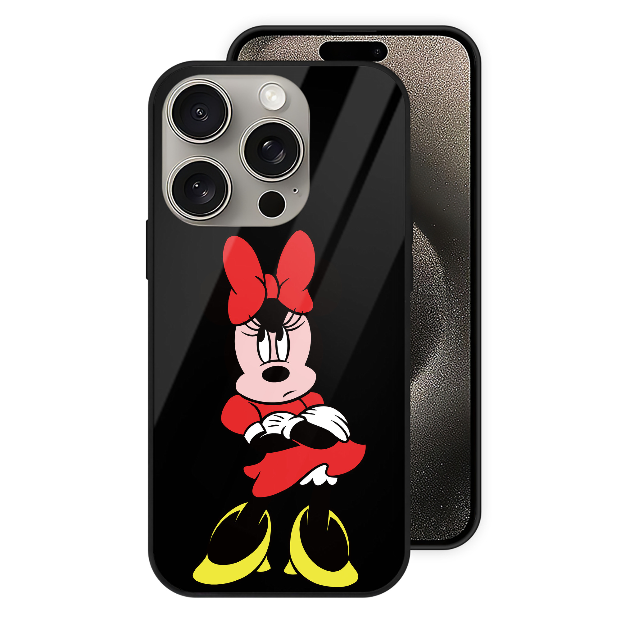（画像用） ミッキーマウス Mickey Mouse 【iPhone15Pro対応】スマホケース 耐衝撃＆黄変防止 背面ガラス