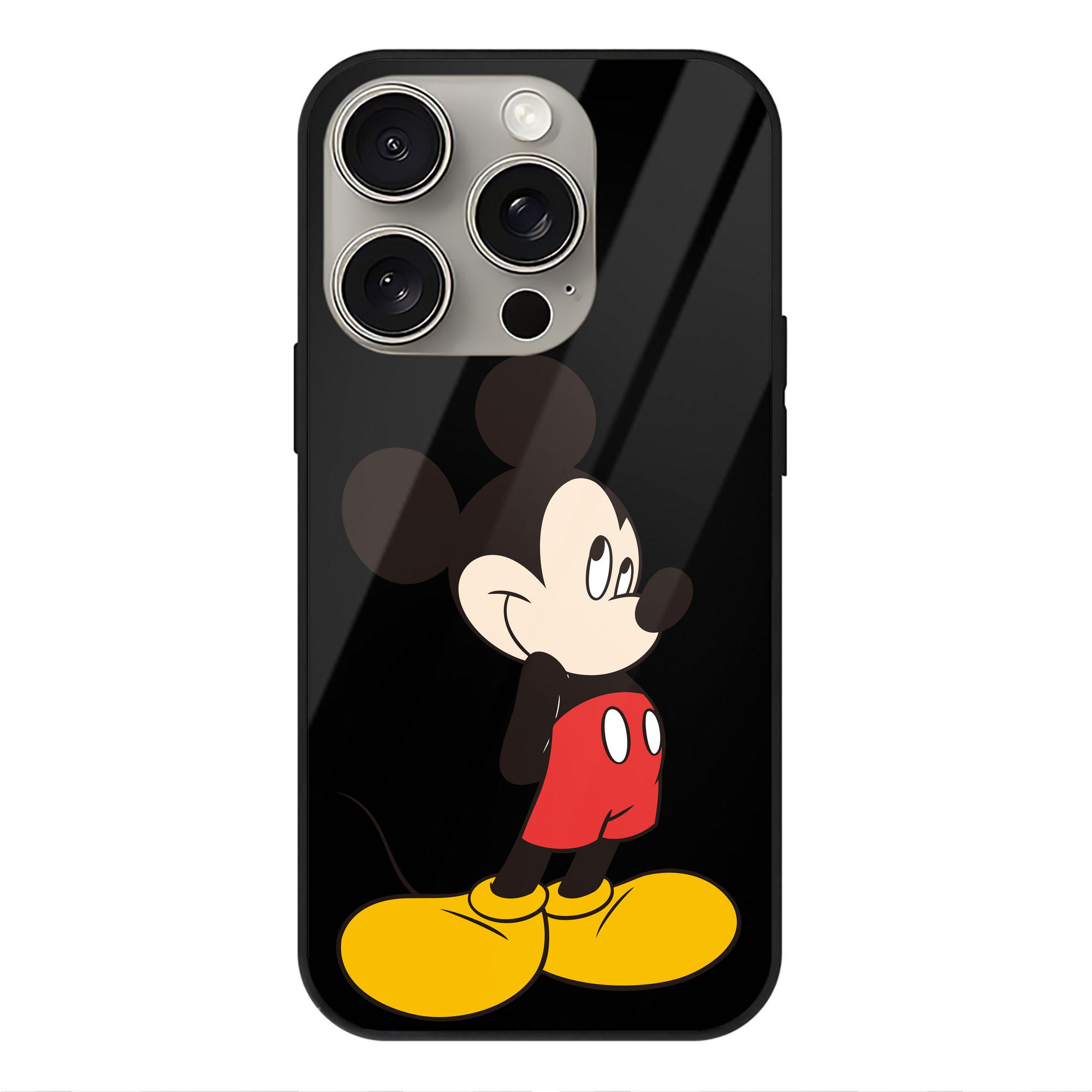 （画像用） ミッキーマウス Mickey Mouse 【iPhone15Pro対応】スマホケース 耐衝撃＆黄変防止 背面ガラス