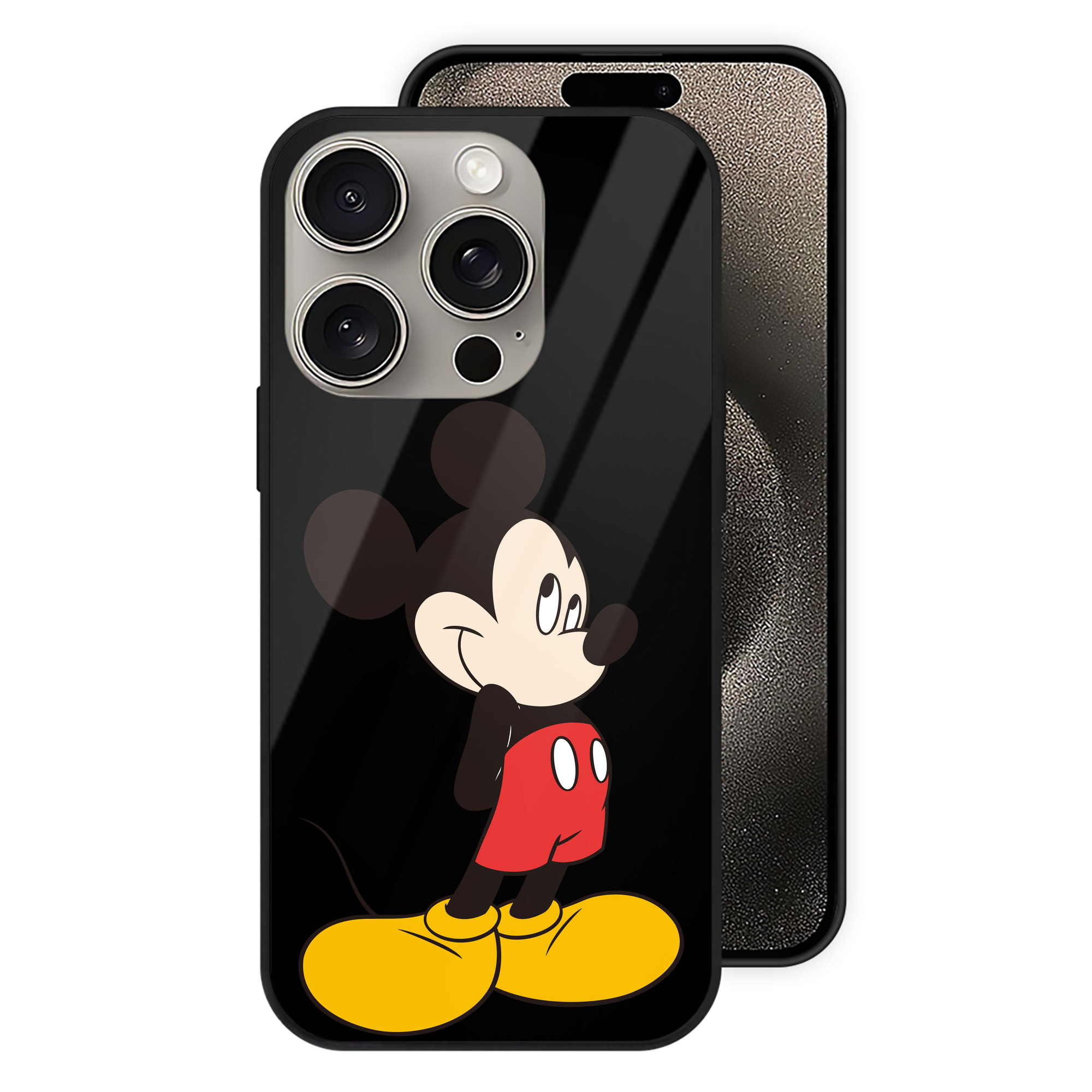 （画像用） ミッキーマウス Mickey Mouse 【iPhone15Pro対応】スマホケース 耐衝撃＆黄変防止 背面ガラス