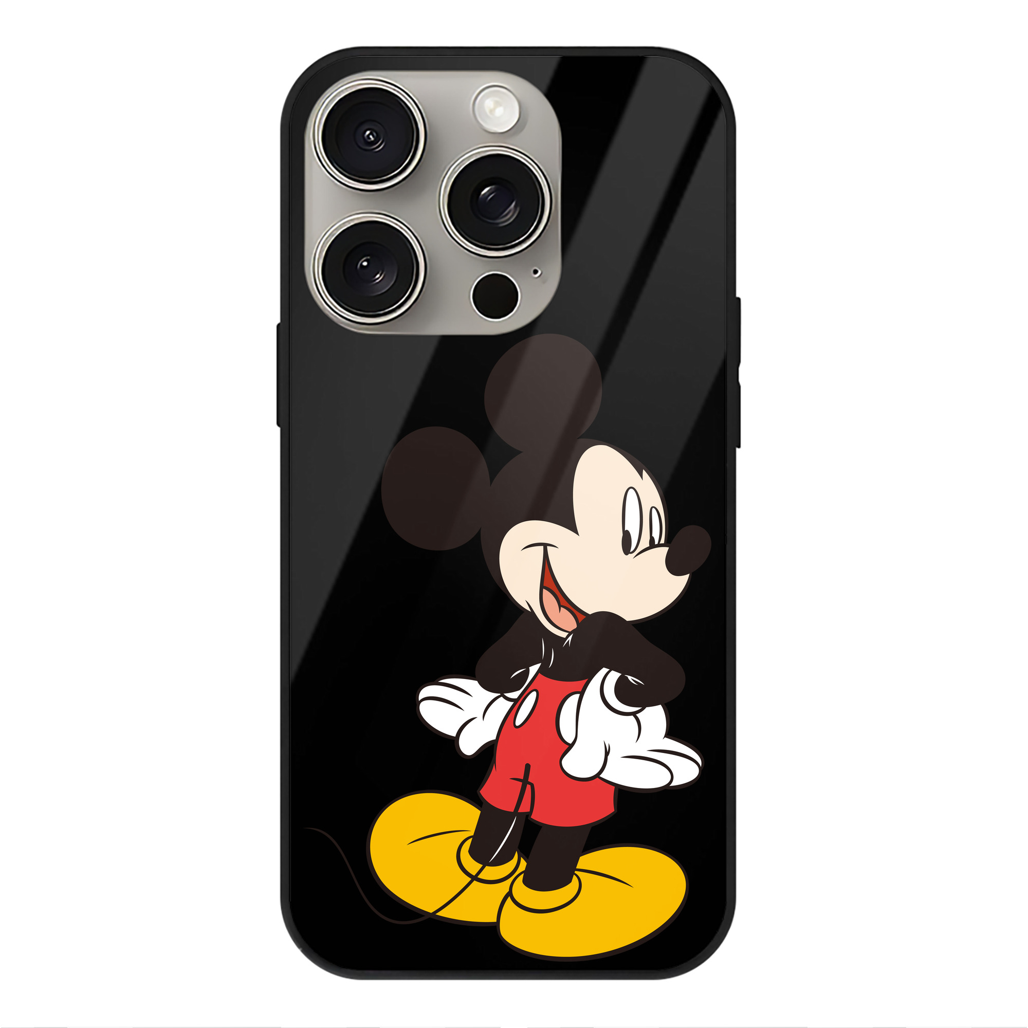 （画像用） ミッキーマウス Mickey Mouse 【iPhone15Pro対応】スマホケース 耐衝撃＆黄変防止 背面ガラス