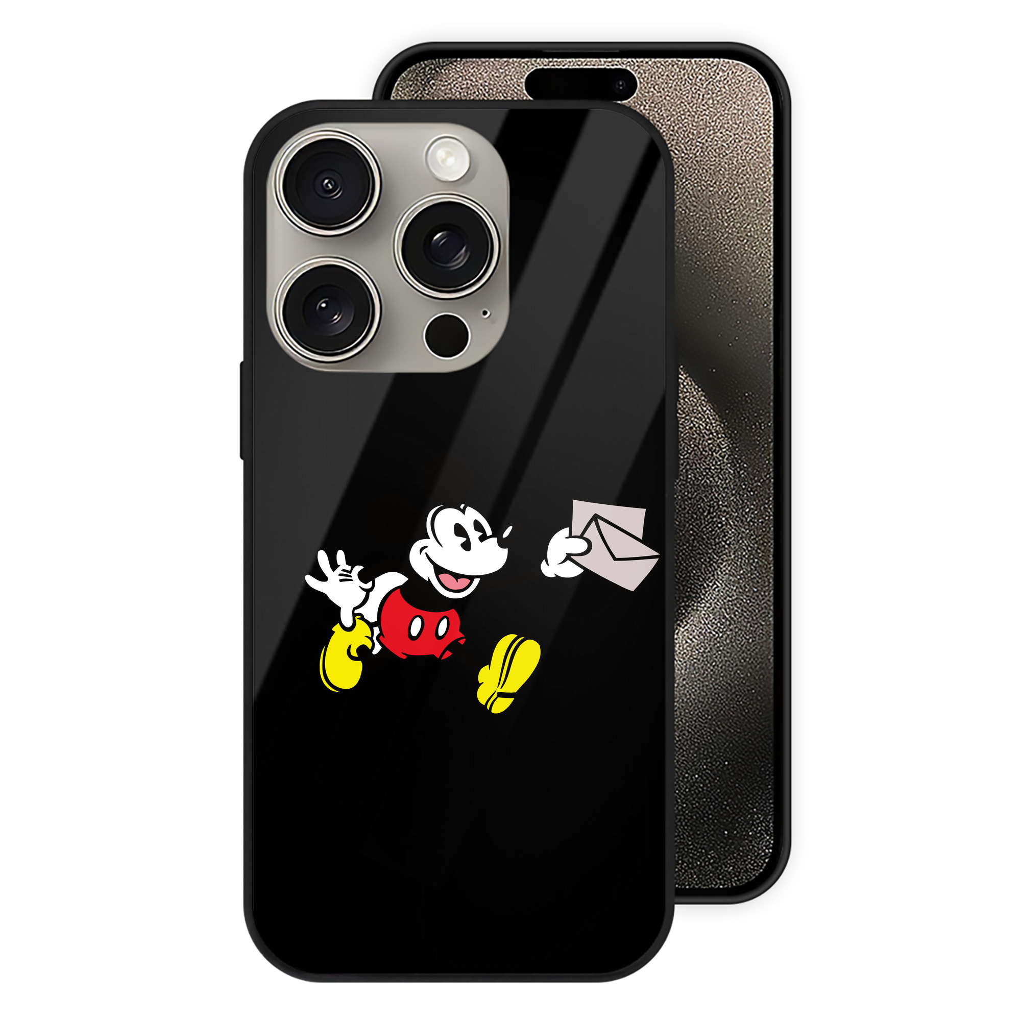 （画像用） ミッキーマウス Mickey Mouse 【iPhone15Pro対応】スマホケース 耐衝撃＆黄変防止 背面ガラス