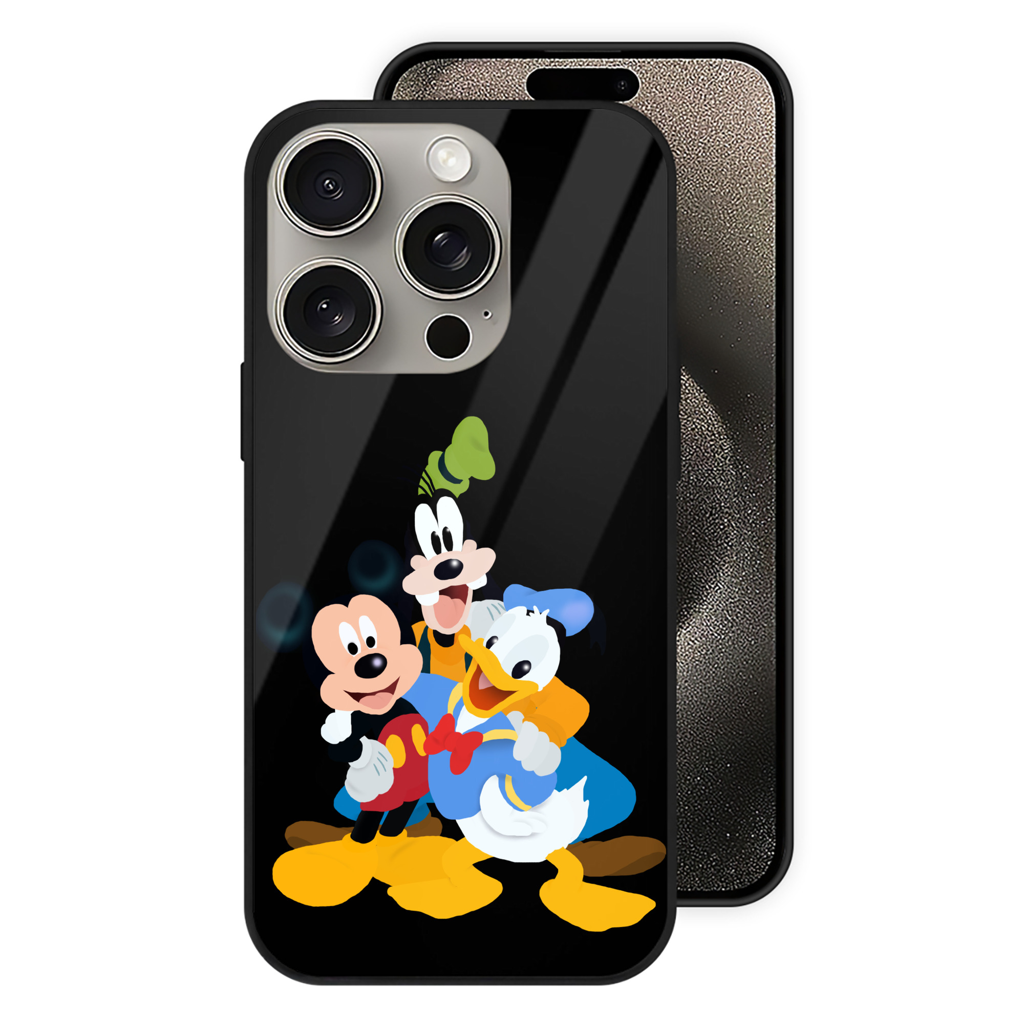 （画像用） ミッキーマウス Mickey Mouse 【iPhone15Pro対応】スマホケース 耐衝撃＆黄変防止 背面ガラス
