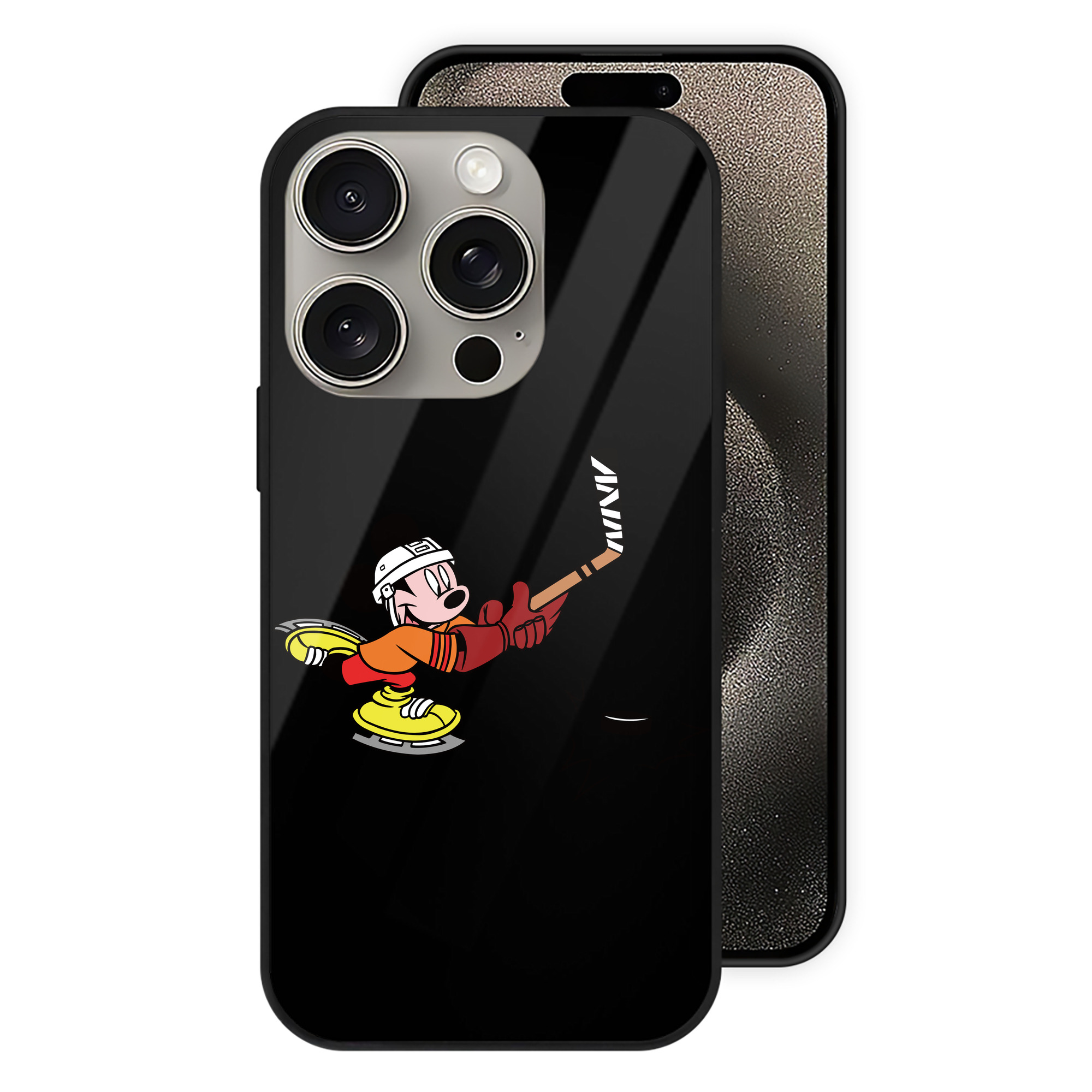 （画像用） ミッキーマウス Mickey Mouse 【iPhone15Pro対応】スマホケース 耐衝撃＆黄変防止 背面ガラス
