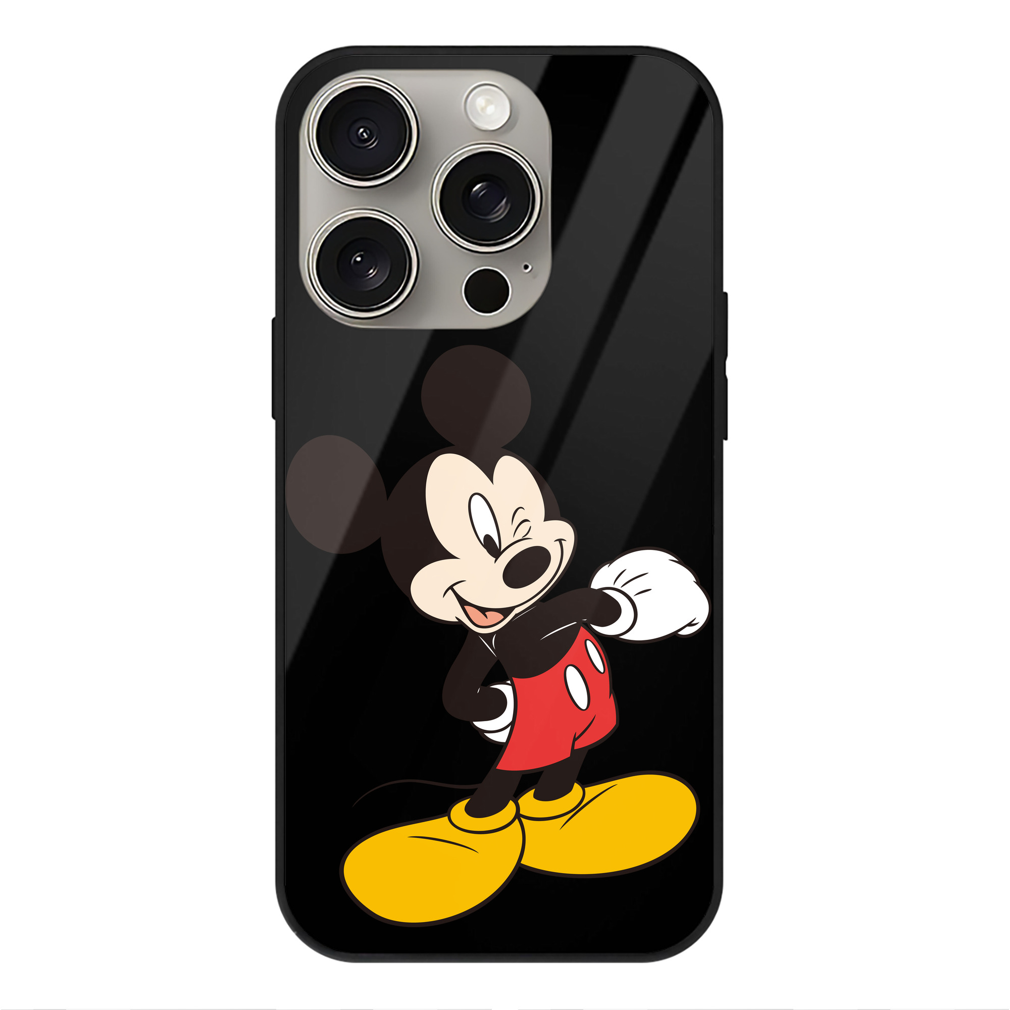 （画像用） ミッキーマウス Mickey Mouse 【iPhone15Pro対応】スマホケース 耐衝撃＆黄変防止 背面ガラス