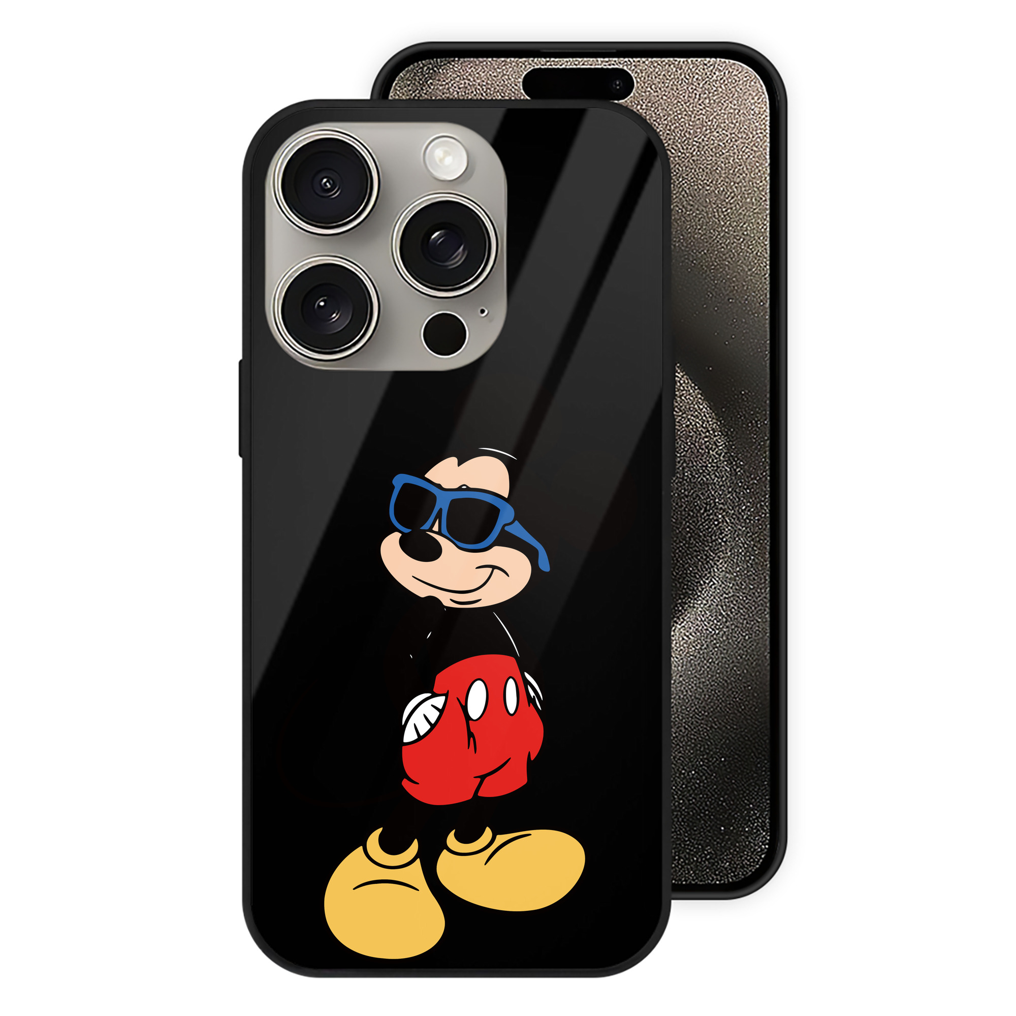 （画像用） ミッキーマウス Mickey Mouse 【iPhone15Pro対応】スマホケース 耐衝撃＆黄変防止 背面ガラス
