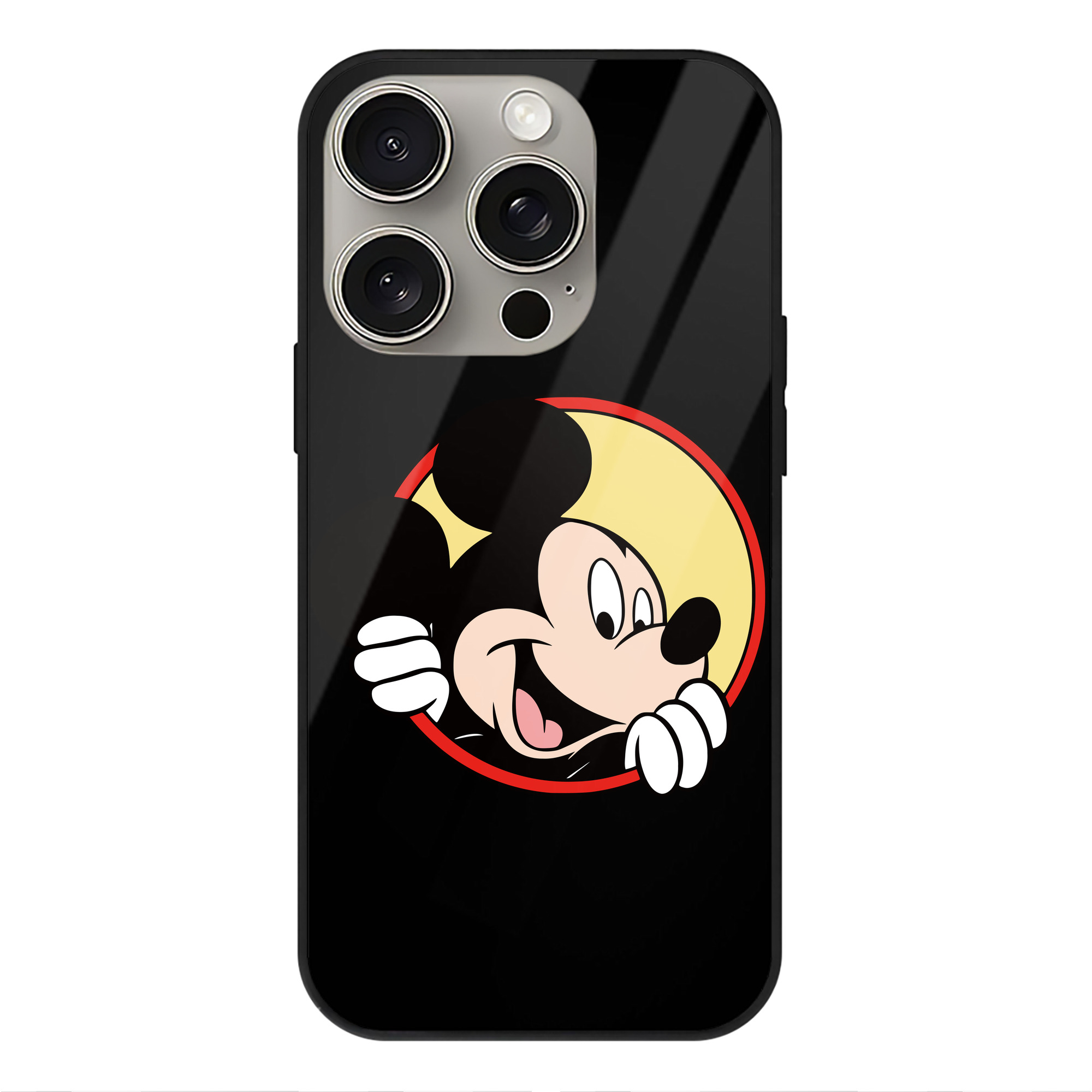 （画像用） ミッキーマウス Mickey Mouse 【iPhone15Pro対応】スマホケース 耐衝撃＆黄変防止 背面ガラス