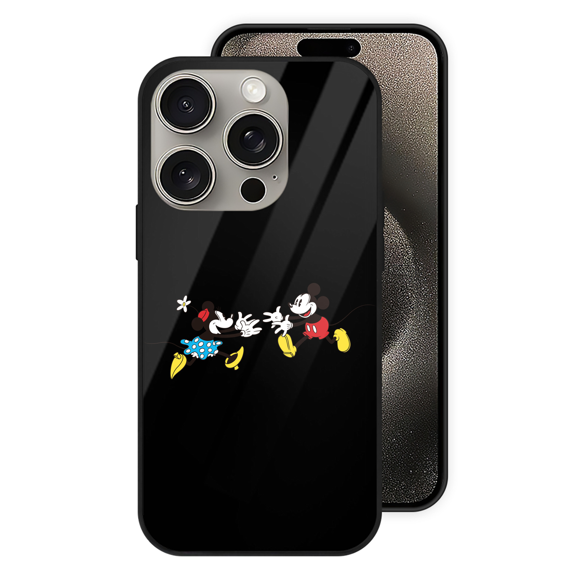 （画像用） ミッキーマウス Mickey Mouse 【iPhone15Pro対応】スマホケース 耐衝撃＆黄変防止 背面ガラス