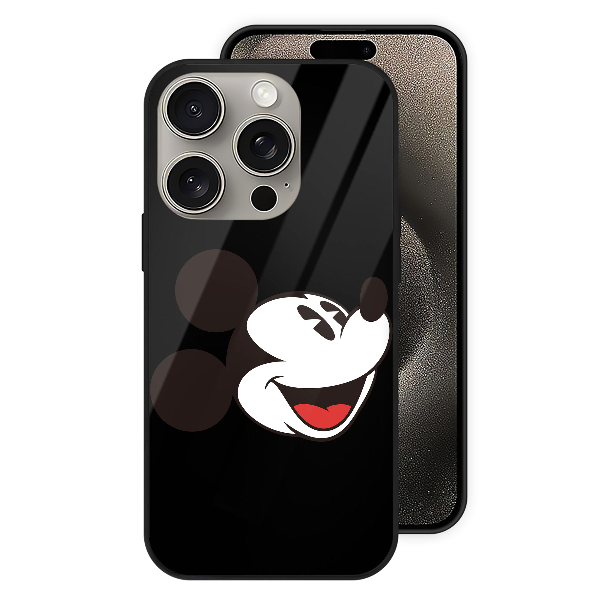 （画像用） ミッキーマウス Mickey Mouse 【iPhone15Pro対応】スマホケース 耐衝撃＆黄変防止 背面ガラス