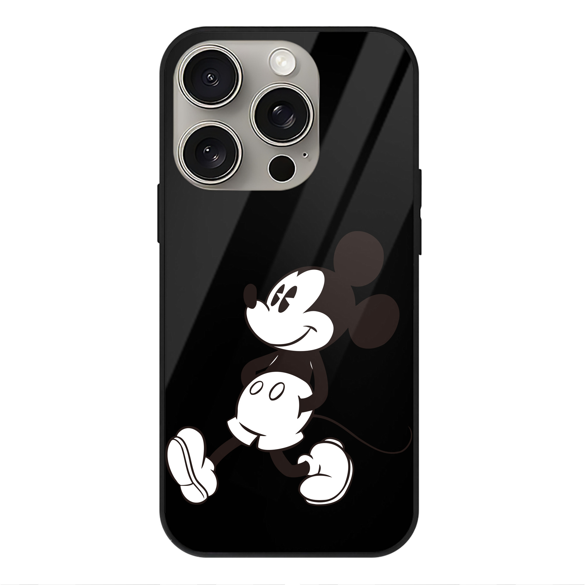 （画像用） ミッキーマウス Mickey Mouse 【iPhone15Pro対応】スマホケース 耐衝撃＆黄変防止 背面ガラス