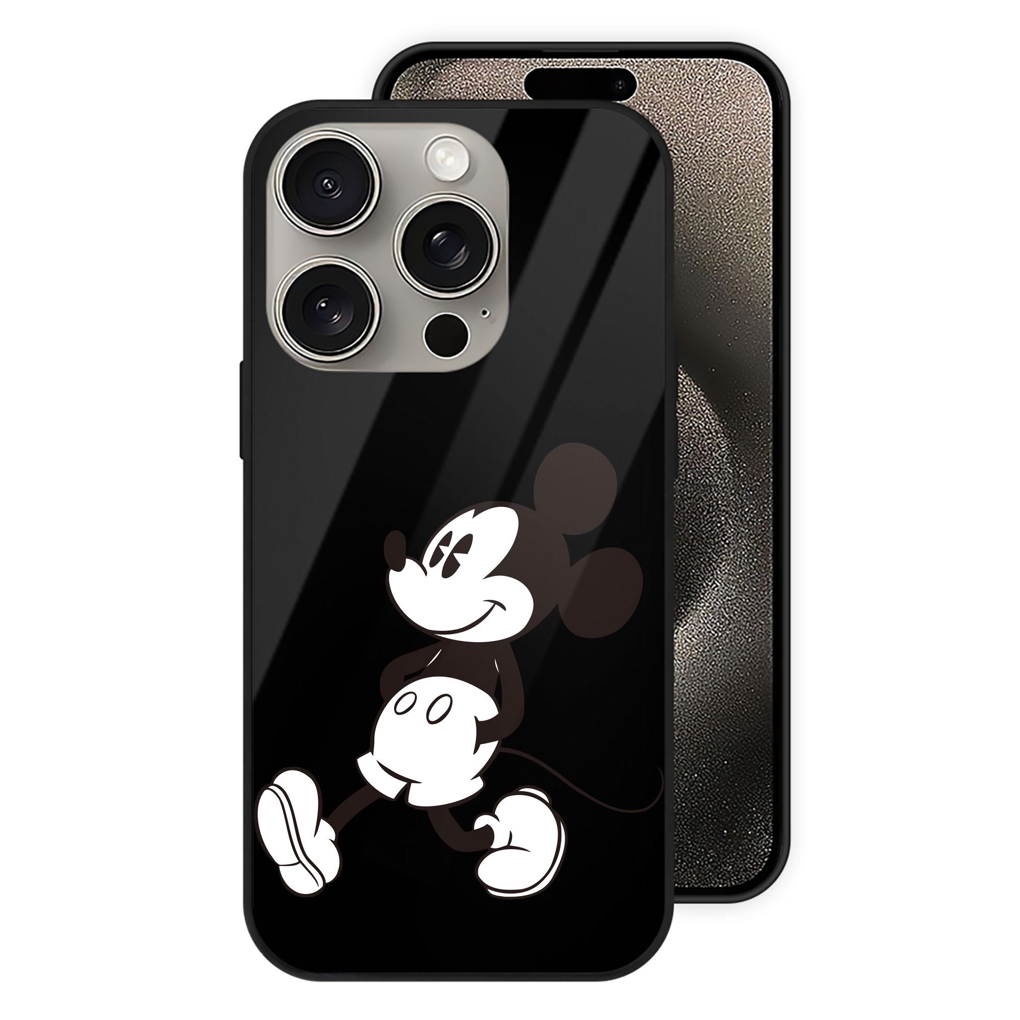 （画像用） ミッキーマウス Mickey Mouse 【iPhone15Pro対応】スマホケース 耐衝撃＆黄変防止 背面ガラス