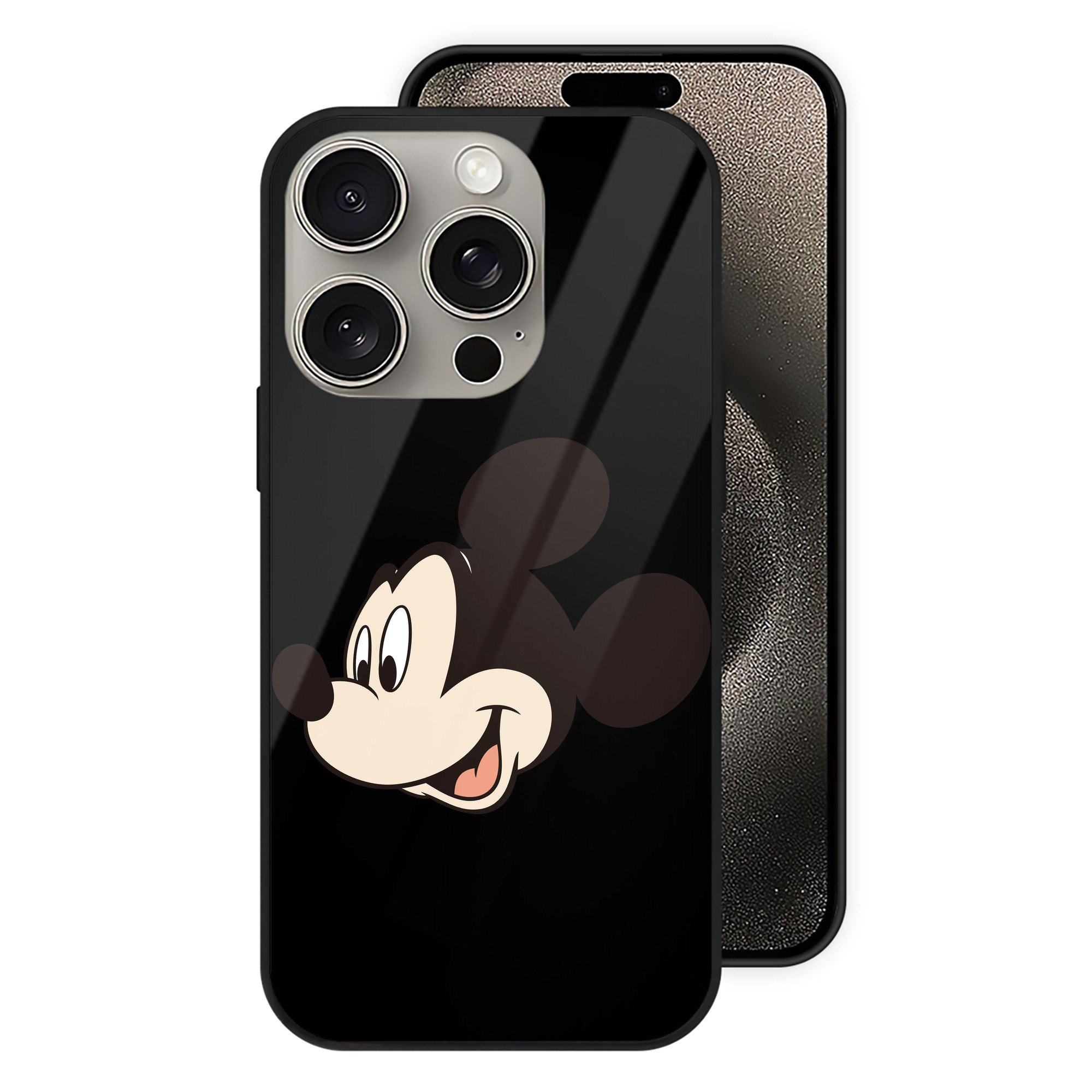 （画像用） ミッキーマウス Mickey Mouse 【iPhone15Pro対応】スマホケース 耐衝撃＆黄変防止 背面ガラス