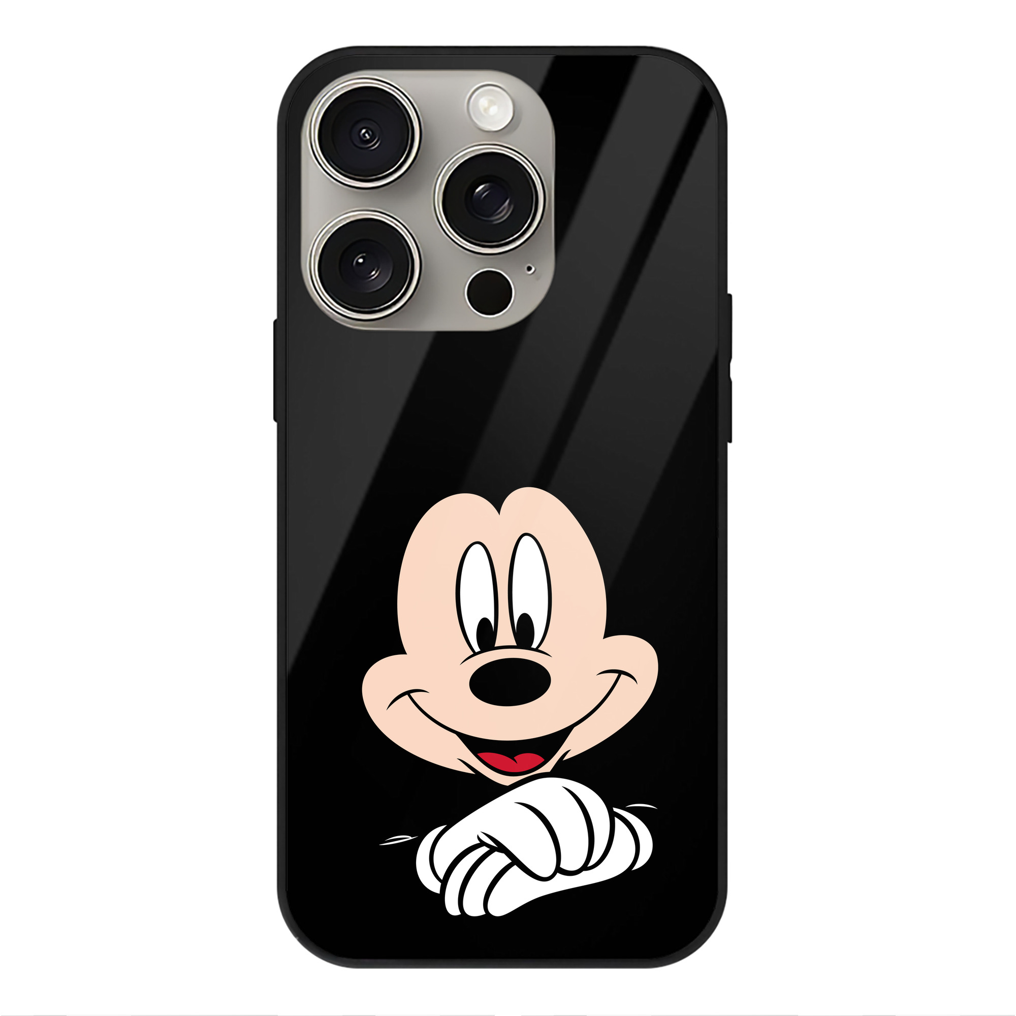 （画像用） ミッキーマウス Mickey Mouse 【iPhone15Pro対応】スマホケース 耐衝撃＆黄変防止 背面ガラス