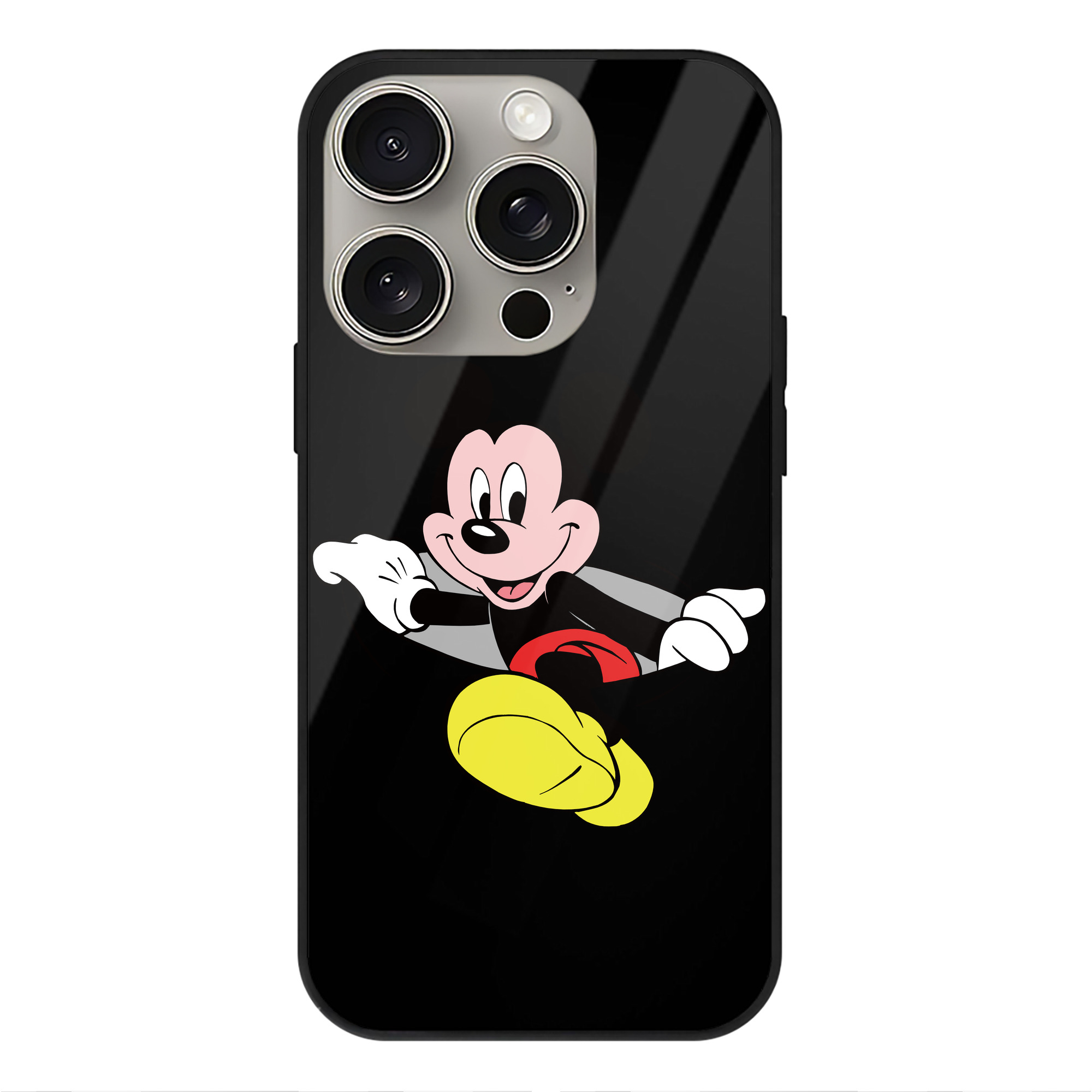 （画像用） ミッキーマウス Mickey Mouse 【iPhone15Pro対応】スマホケース 耐衝撃＆黄変防止 背面ガラス