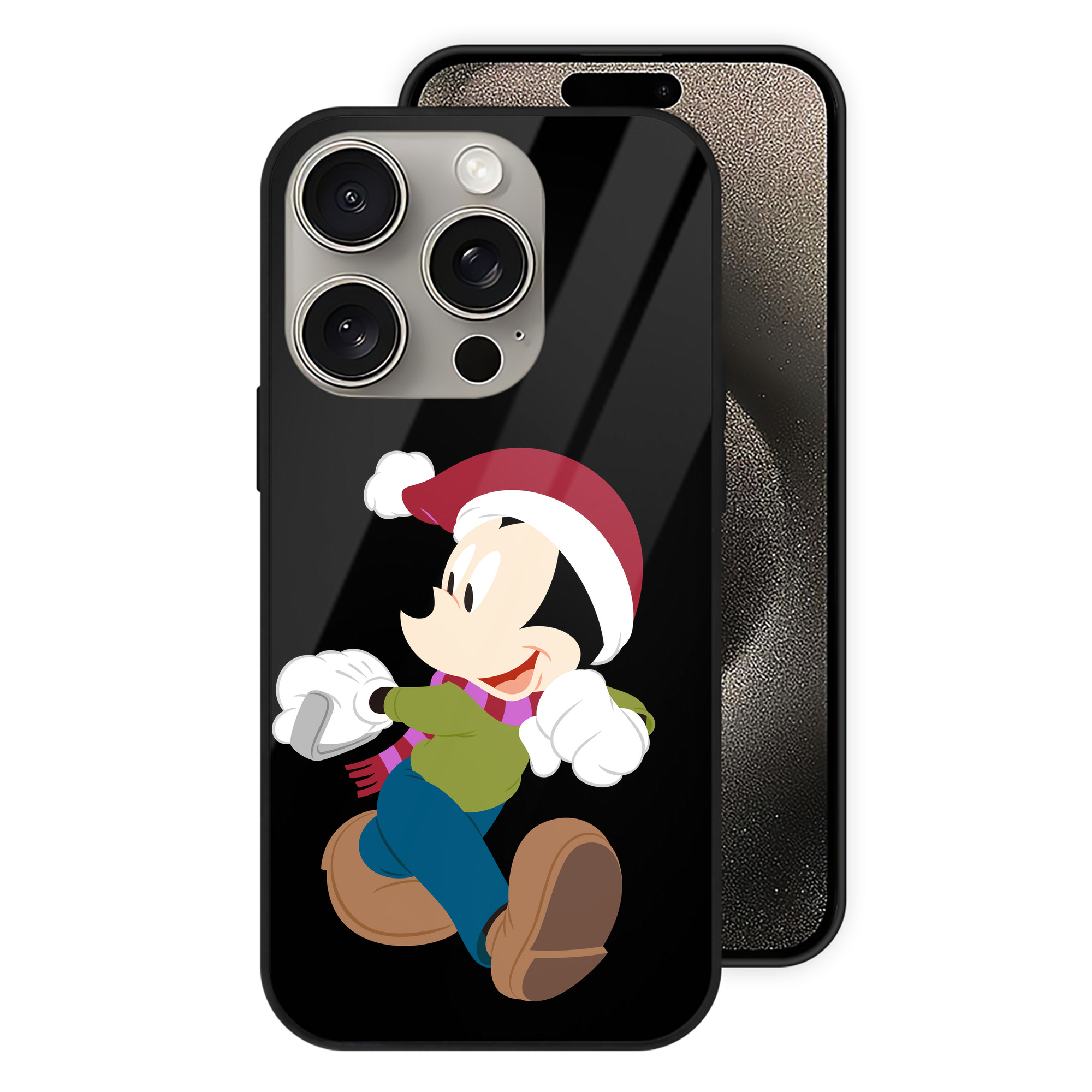 （画像用） ミッキーマウス Mickey Mouse 【iPhone15Pro対応】スマホケース 耐衝撃＆黄変防止 背面ガラス