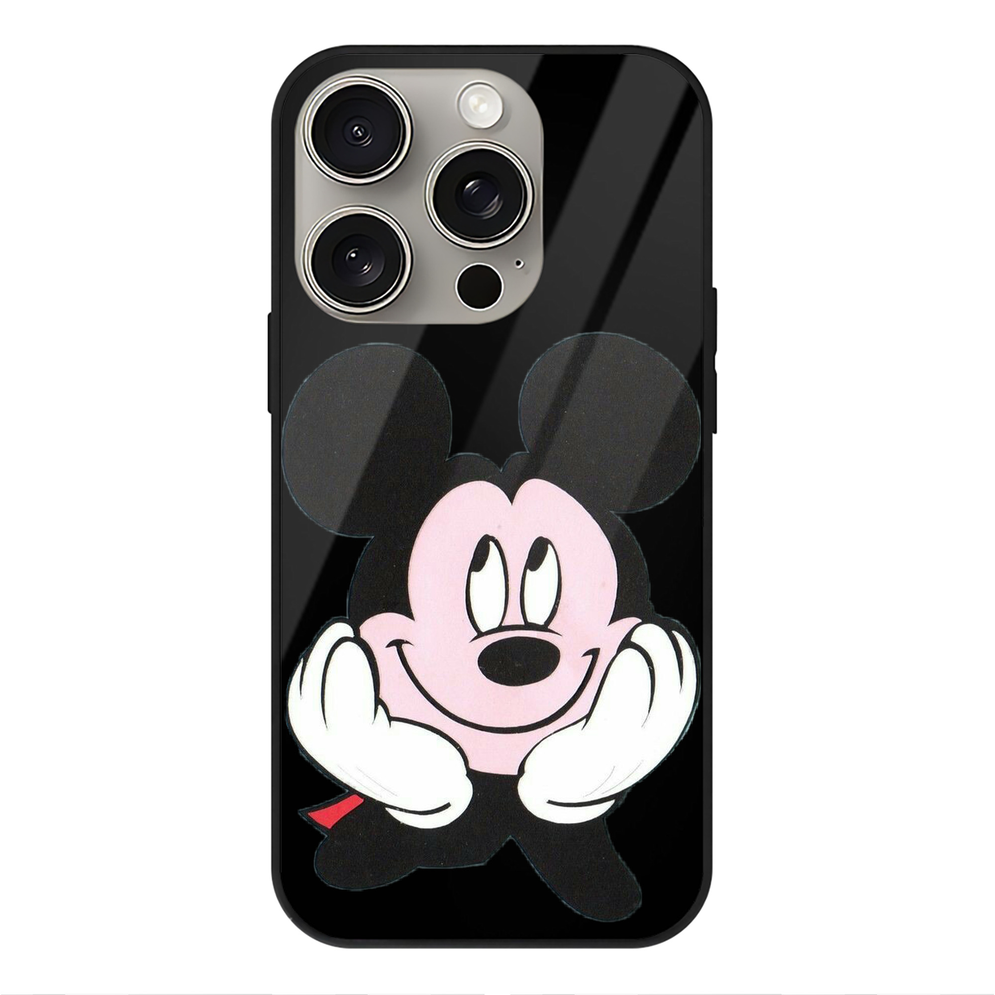 （画像用） ミッキーマウス Mickey Mouse 【iPhone15Pro対応】スマホケース 耐衝撃＆黄変防止 背面ガラス