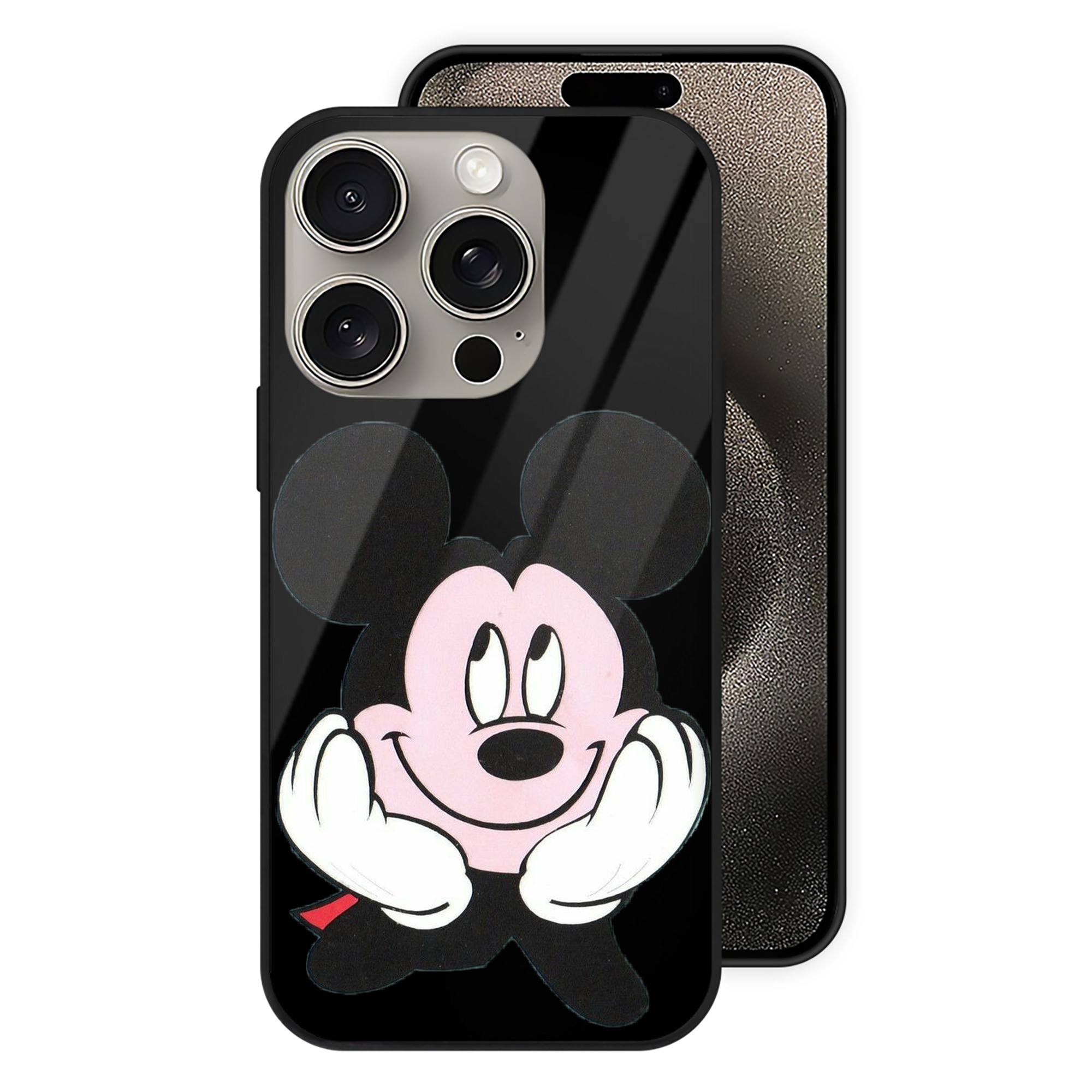 （画像用） ミッキーマウス Mickey Mouse 【iPhone15Pro対応】スマホケース 耐衝撃＆黄変防止 背面ガラス