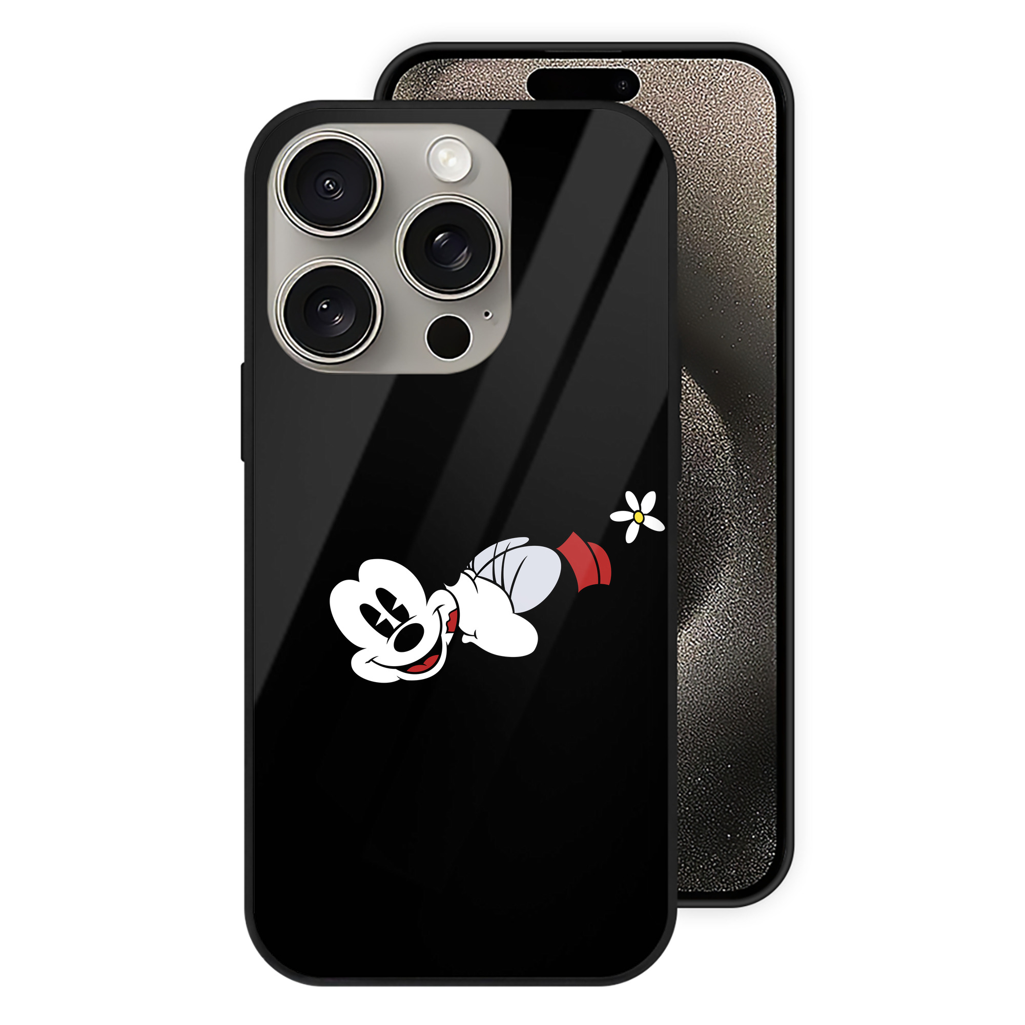 （画像用） ミッキーマウス Mickey Mouse 【iPhone15Pro対応】スマホケース 耐衝撃＆黄変防止 背面ガラス