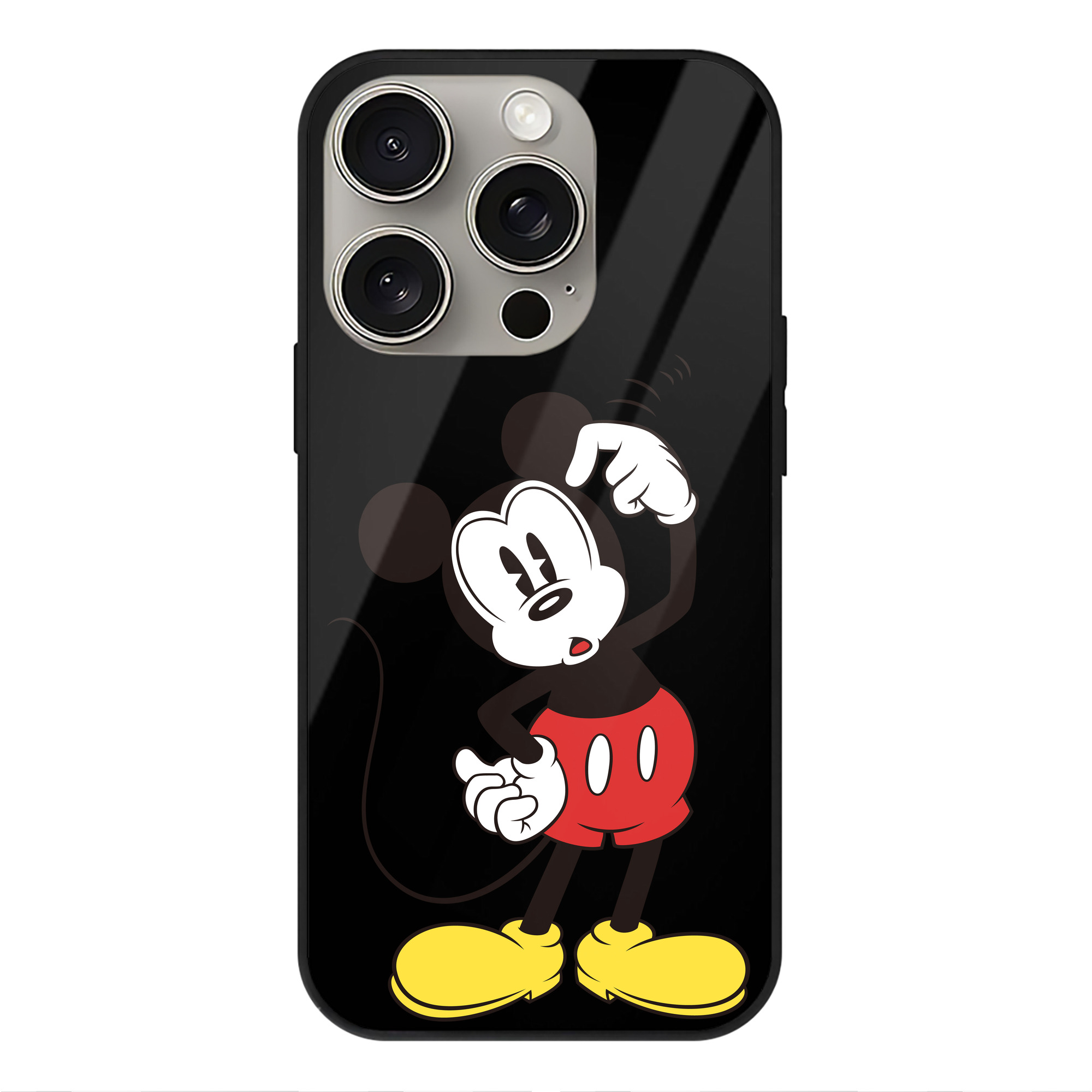 （画像用） ミッキーマウス Mickey Mouse 【iPhone15Pro対応】スマホケース 耐衝撃＆黄変防止 背面ガラス