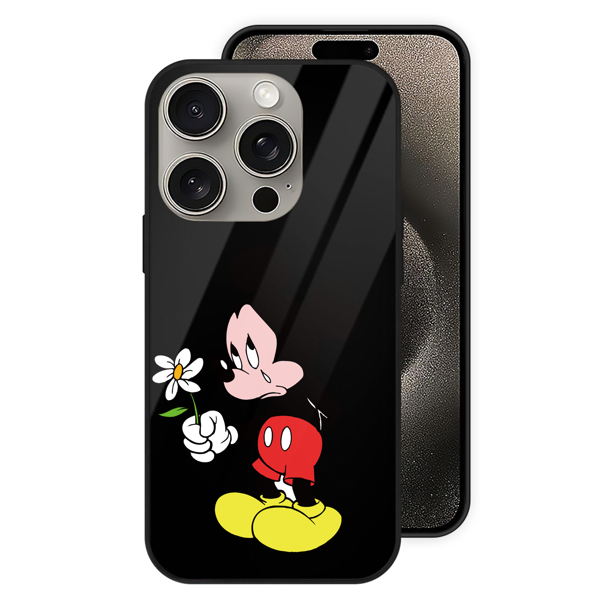 （画像用） ミッキーマウス Mickey Mouse 【iPhone15Pro対応】スマホケース 耐衝撃＆黄変防止 背面ガラス