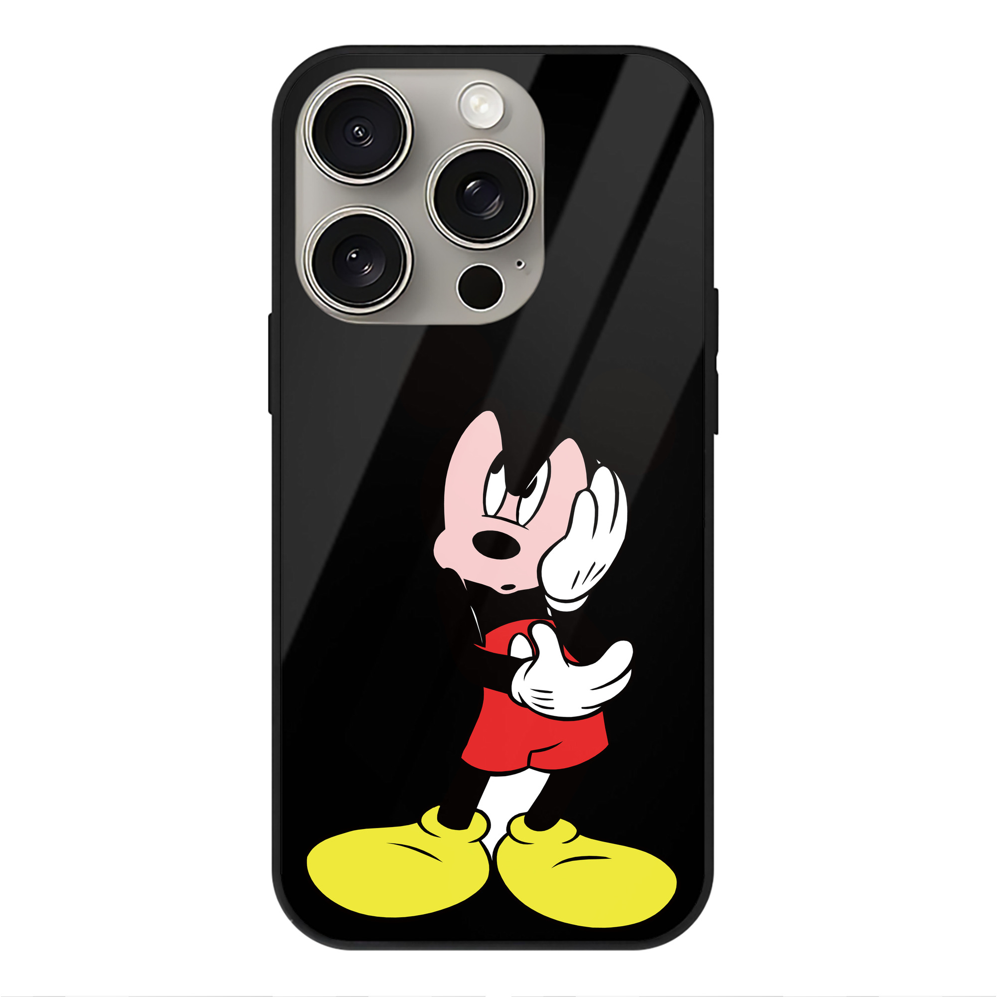 （画像用） ミッキーマウス Mickey Mouse 【iPhone15Pro対応】スマホケース 耐衝撃＆黄変防止 背面ガラス