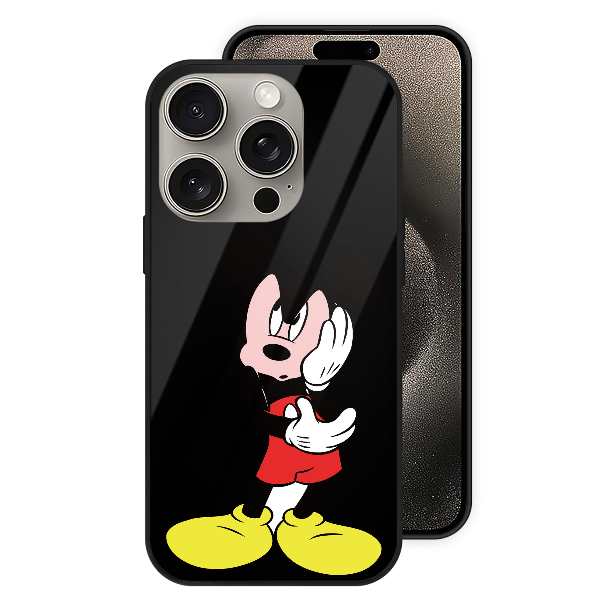 （画像用） ミッキーマウス Mickey Mouse 【iPhone15Pro対応】スマホケース 耐衝撃＆黄変防止 背面ガラス