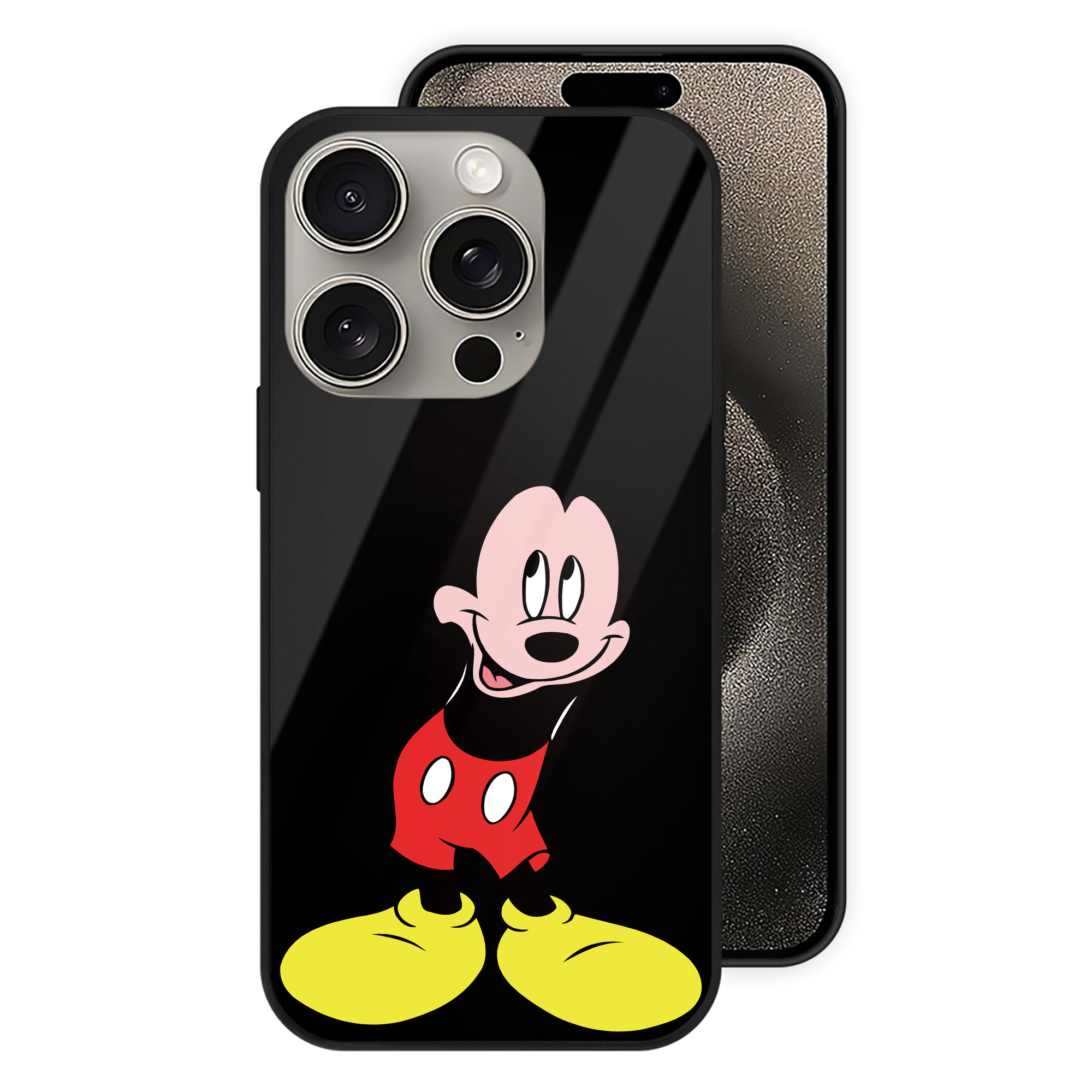 （画像用） ミッキーマウス Mickey Mouse 【iPhone15Pro対応】スマホケース 耐衝撃＆黄変防止 背面ガラス