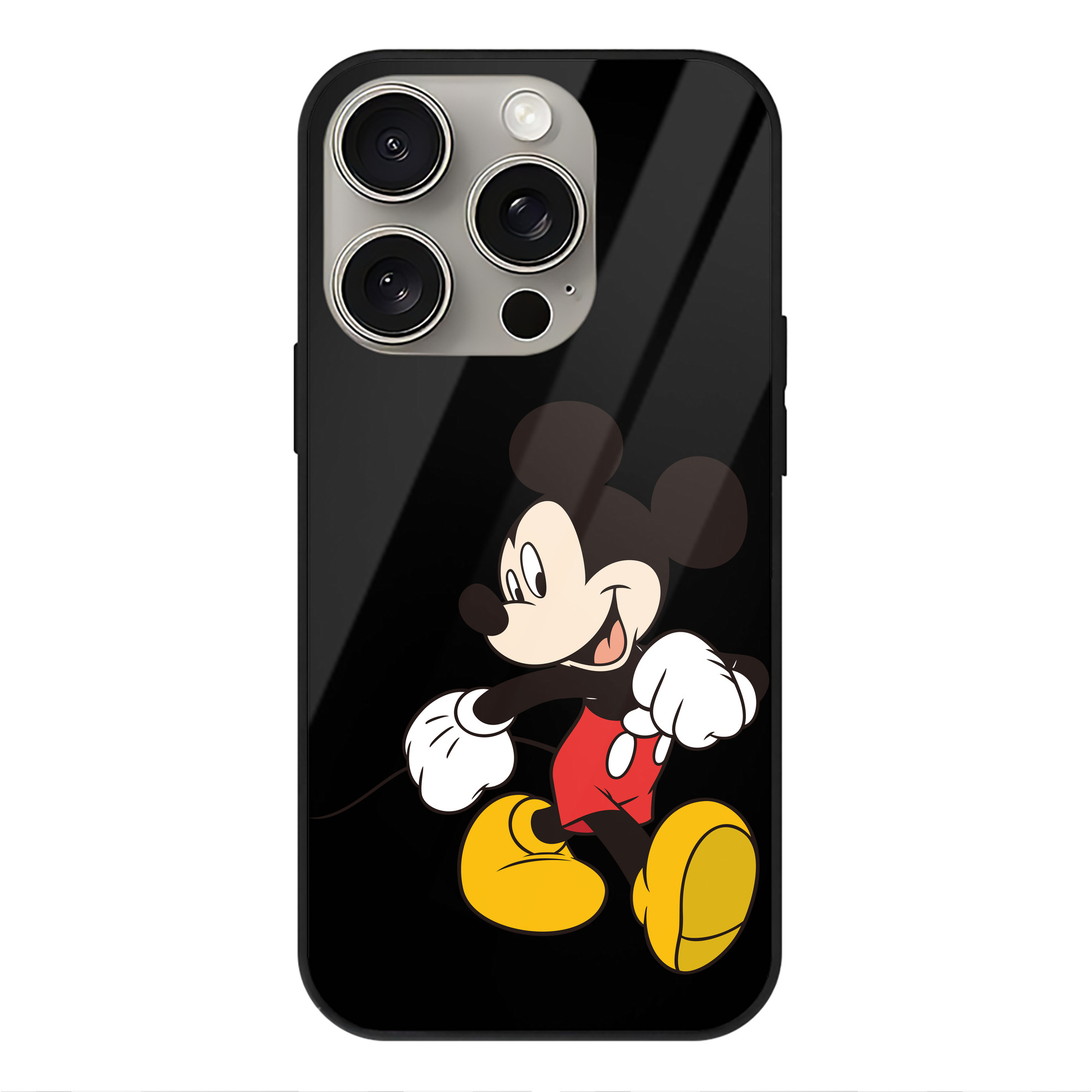 （画像用） ミッキーマウス Mickey Mouse 【iPhone15Pro対応】スマホケース 耐衝撃＆黄変防止 背面ガラス