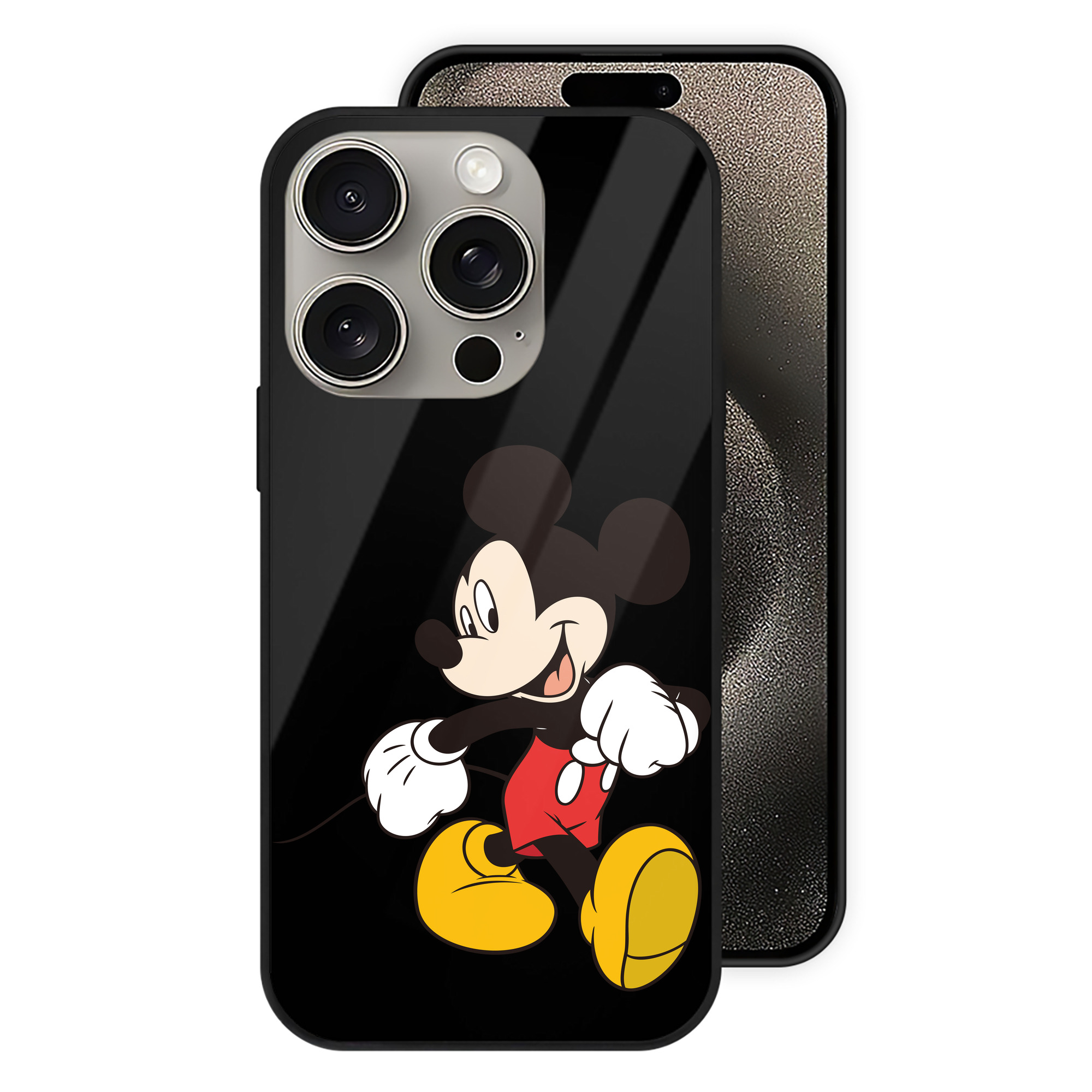 （画像用） ミッキーマウス Mickey Mouse 【iPhone15Pro対応】スマホケース 耐衝撃＆黄変防止 背面ガラス