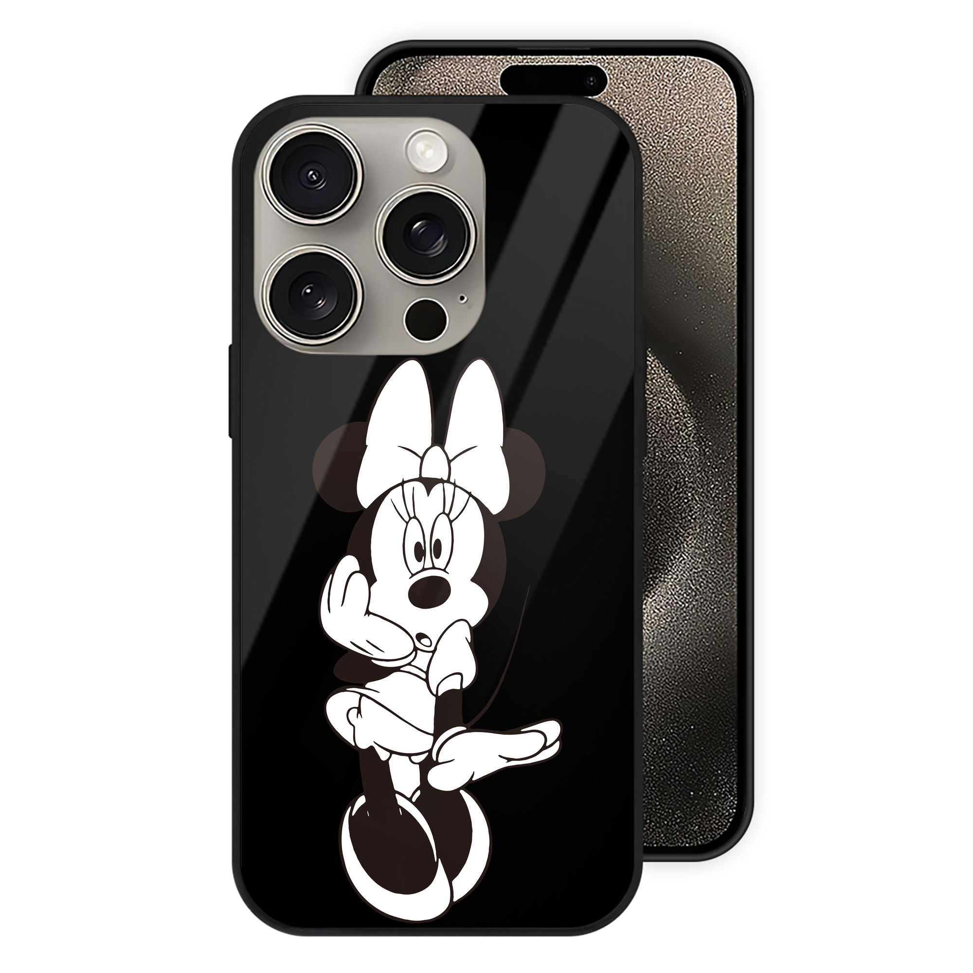 （画像用） ミッキーマウス Mickey Mouse 【iPhone15Pro対応】スマホケース 耐衝撃＆黄変防止 背面ガラス