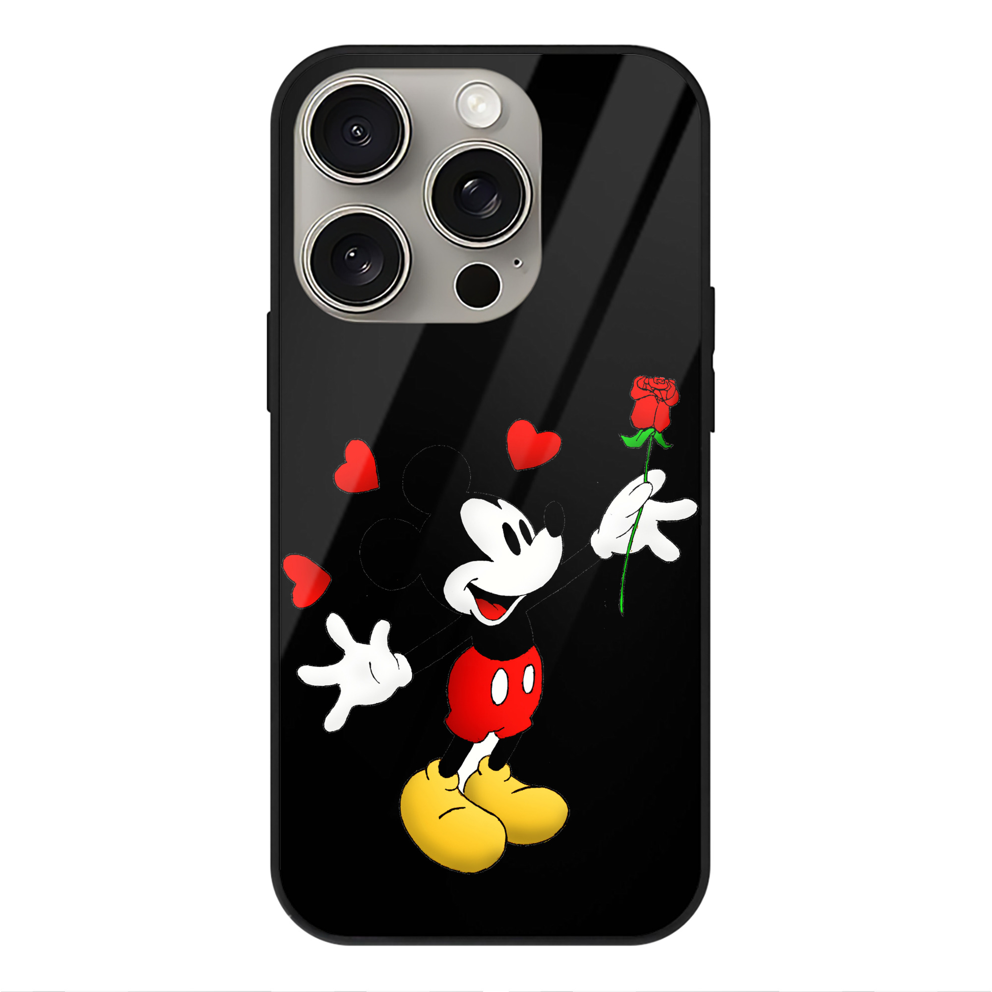 （画像用） ミッキーマウス Mickey Mouse 【iPhone15Pro対応】スマホケース 耐衝撃＆黄変防止 背面ガラス