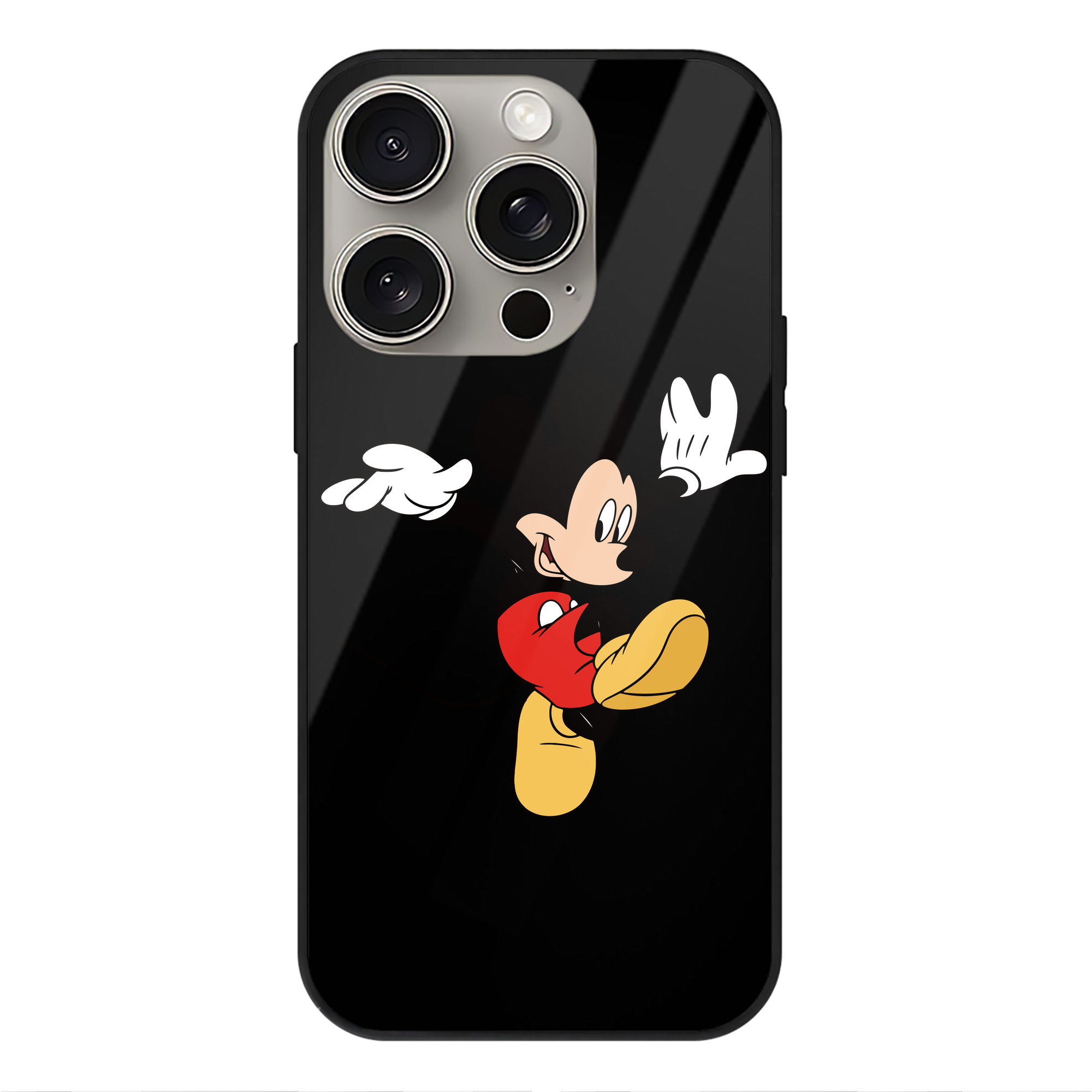 （画像用） ミッキーマウス Mickey Mouse 【iPhone15Pro対応】スマホケース 耐衝撃＆黄変防止 背面ガラス