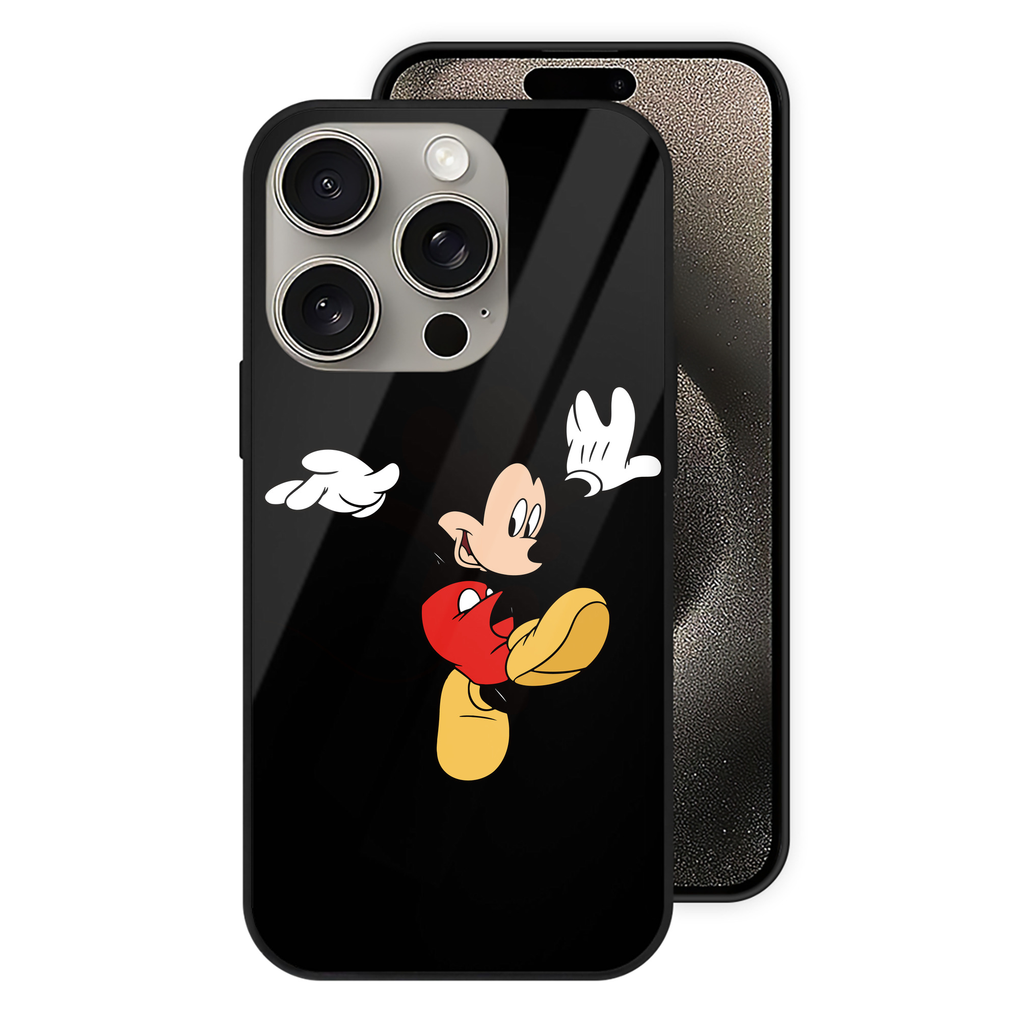 （画像用） ミッキーマウス Mickey Mouse 【iPhone15Pro対応】スマホケース 耐衝撃＆黄変防止 背面ガラス