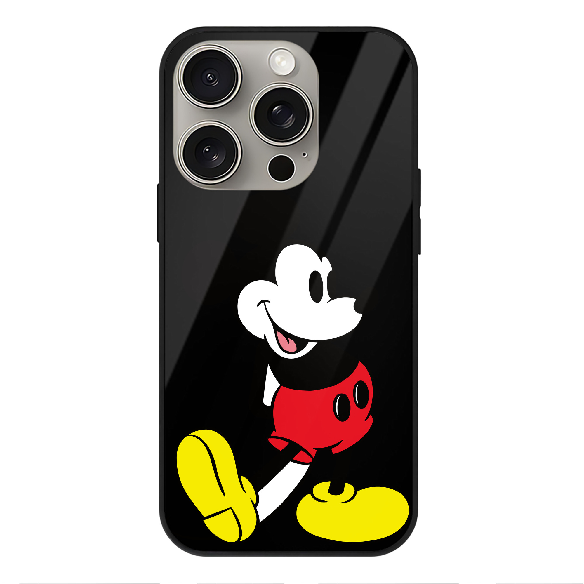 （画像用） ミッキーマウス Mickey Mouse 【iPhone15Pro対応】スマホケース 耐衝撃＆黄変防止 背面ガラス