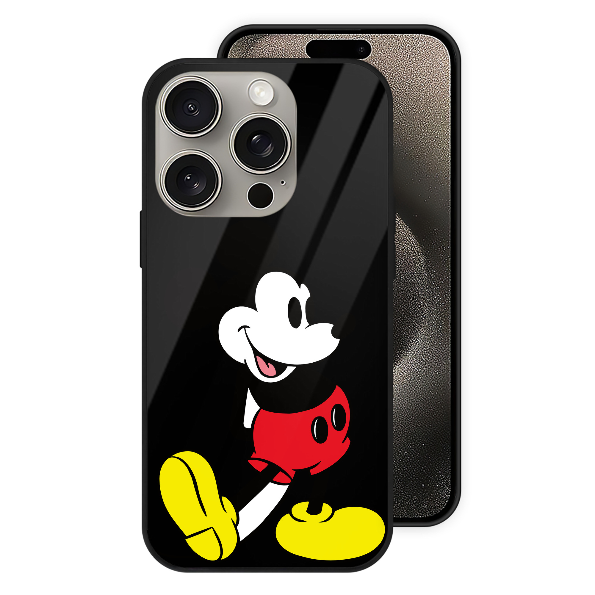 （画像用） ミッキーマウス Mickey Mouse 【iPhone15Pro対応】スマホケース 耐衝撃＆黄変防止 背面ガラス