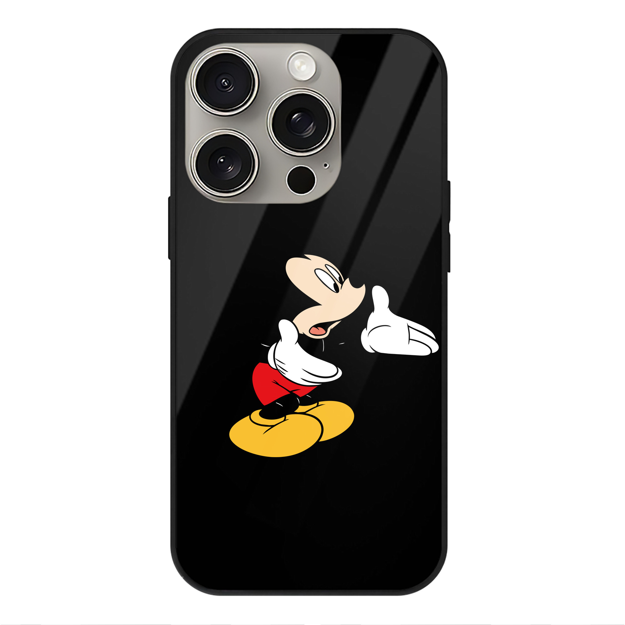 （画像用） ミッキーマウス Mickey Mouse 【iPhone15Pro対応】スマホケース 耐衝撃＆黄変防止 背面ガラス