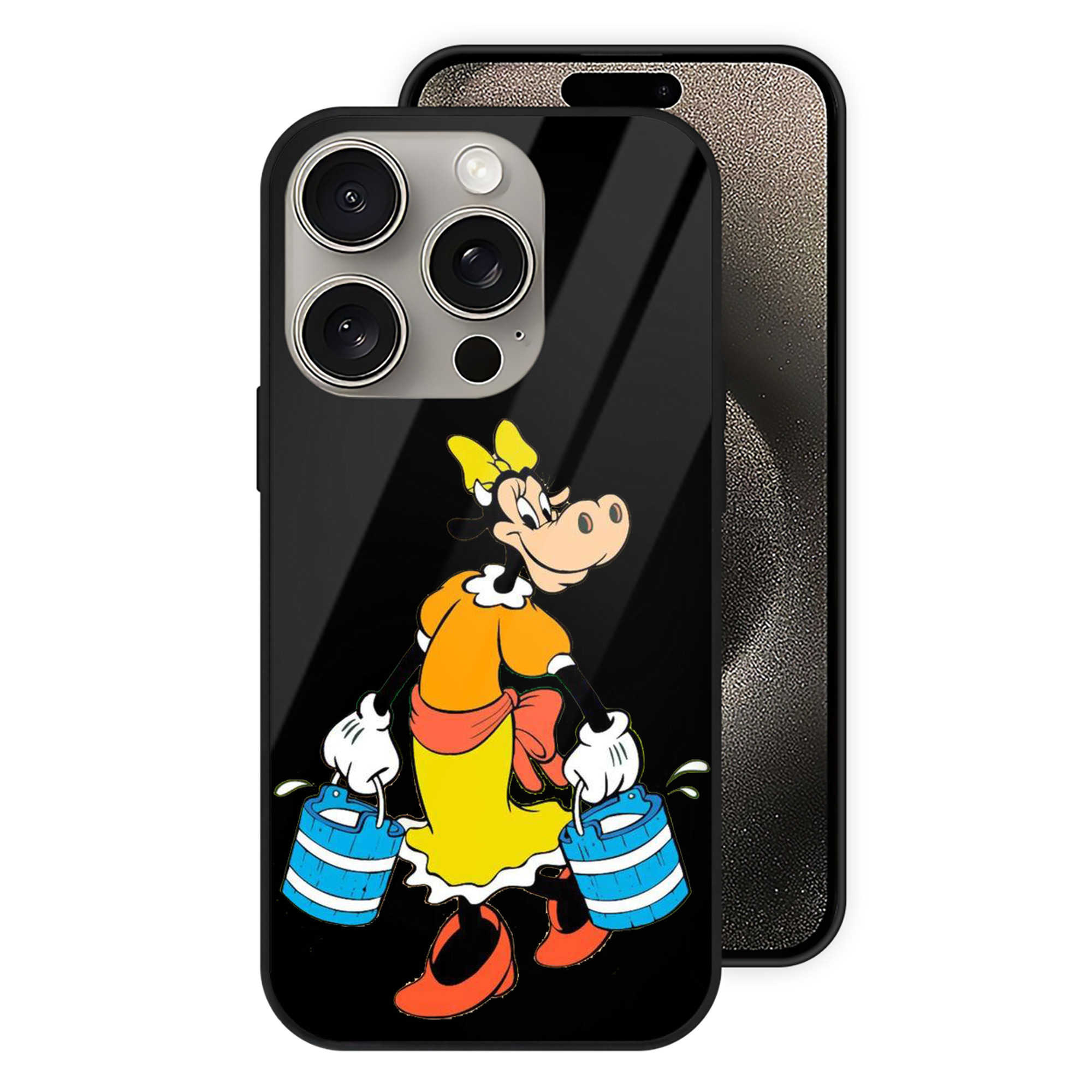 （画像用） ミッキーマウス Mickey Mouse 【iPhone15Pro対応】スマホケース 耐衝撃＆黄変防止 背面ガラス