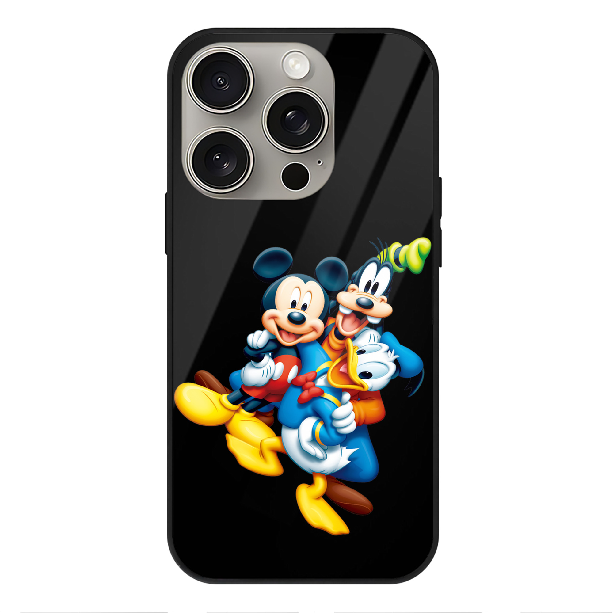 （画像用） ミッキーマウス Mickey Mouse 【iPhone15Pro対応】スマホケース 耐衝撃＆黄変防止 背面ガラス