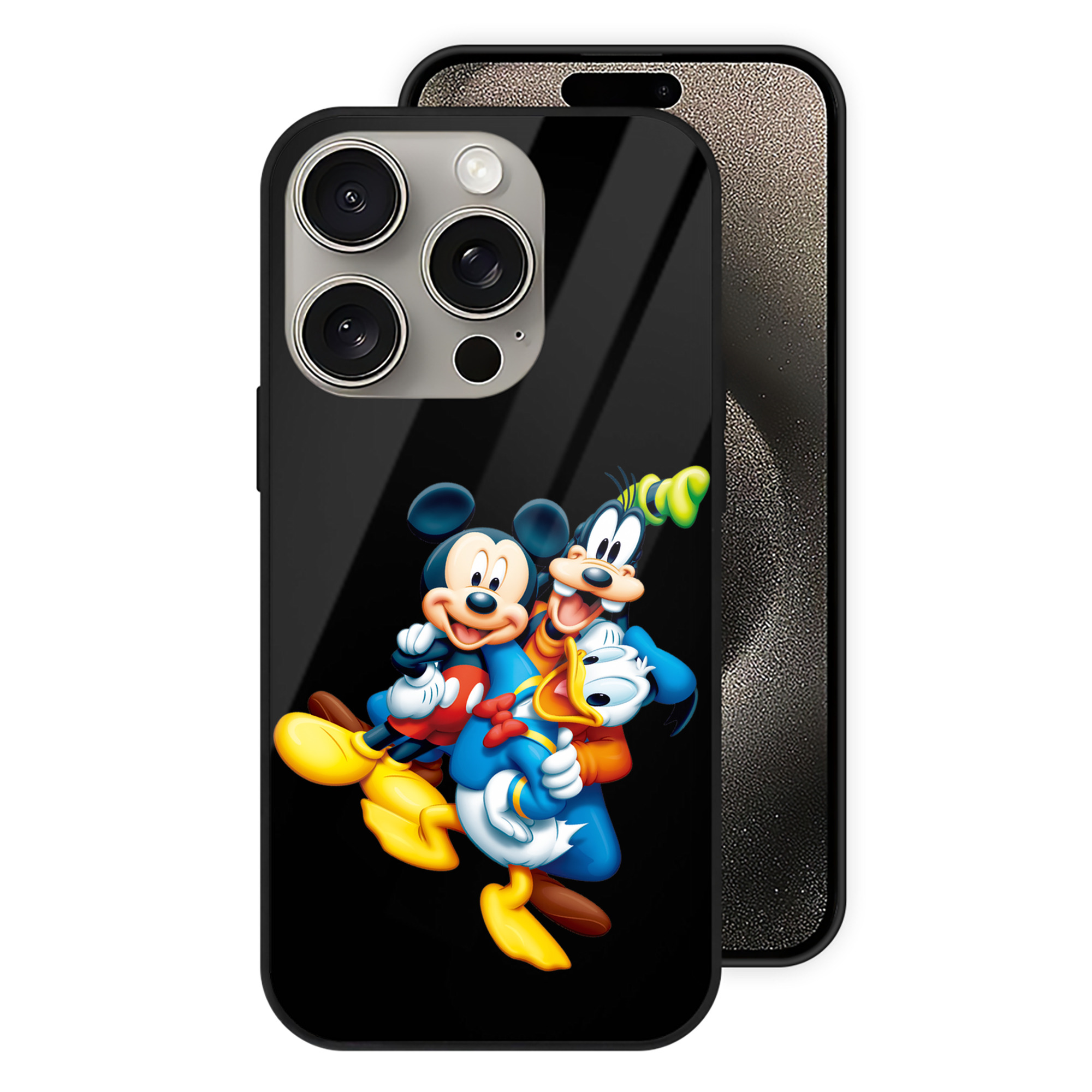 （画像用） ミッキーマウス Mickey Mouse 【iPhone15Pro対応】スマホケース 耐衝撃＆黄変防止 背面ガラス