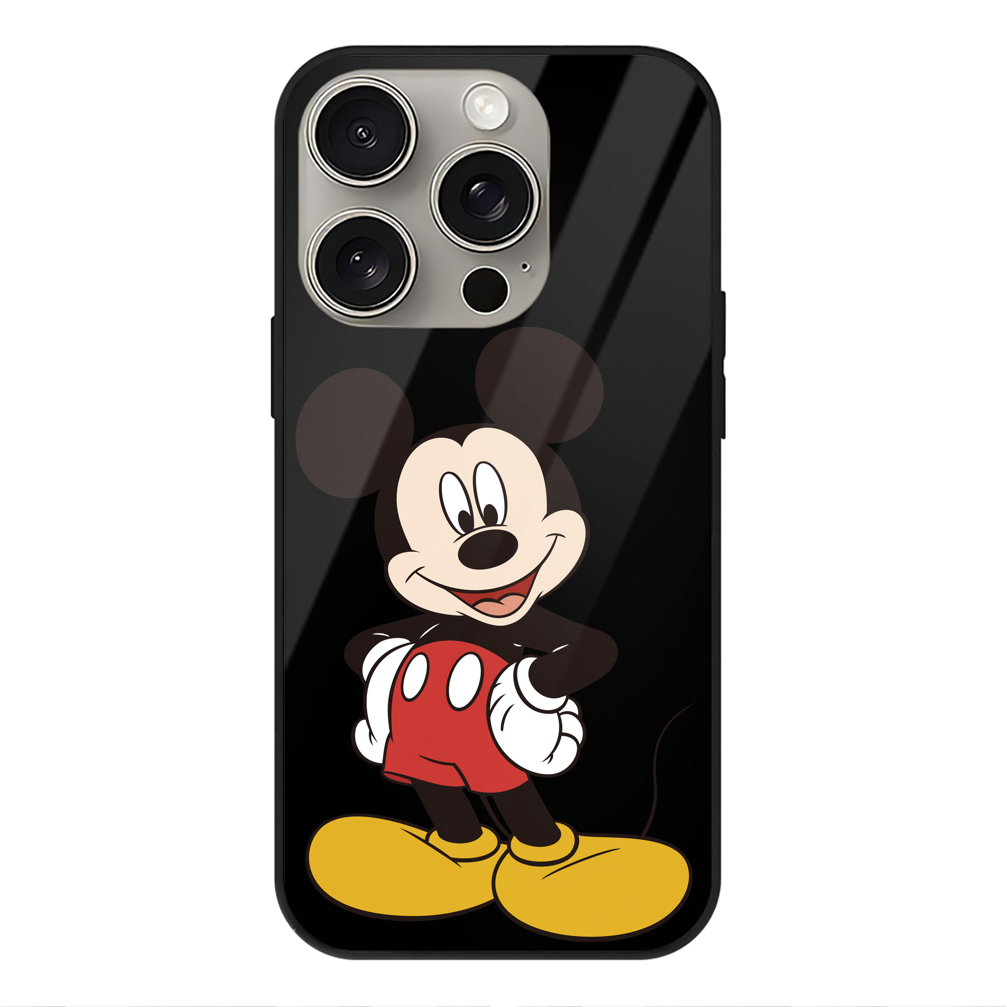（画像用） ミッキーマウス Mickey Mouse 【iPhone15Pro対応】スマホケース 耐衝撃＆黄変防止 背面ガラス