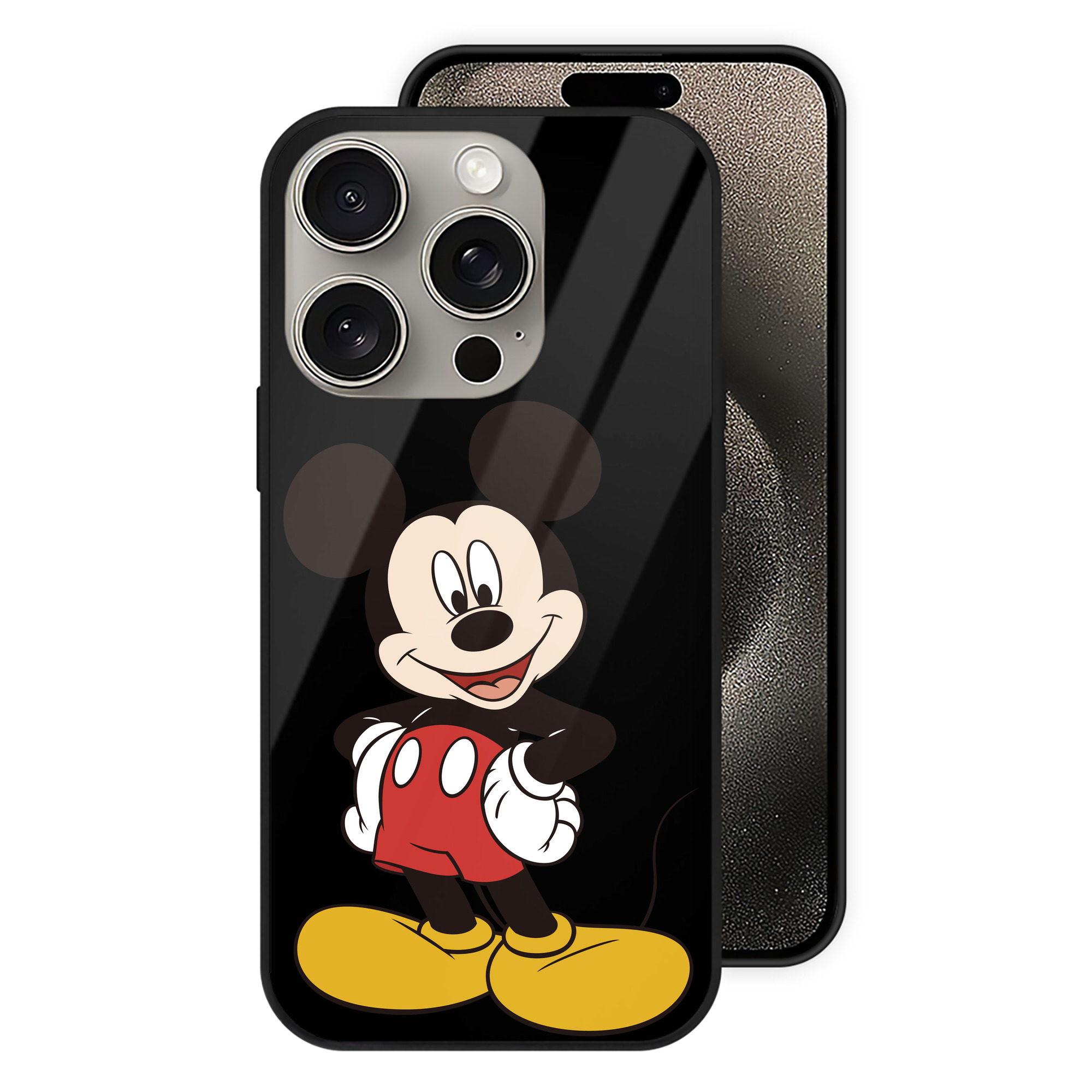 （画像用） ミッキーマウス Mickey Mouse 【iPhone15Pro対応】スマホケース 耐衝撃＆黄変防止 背面ガラス