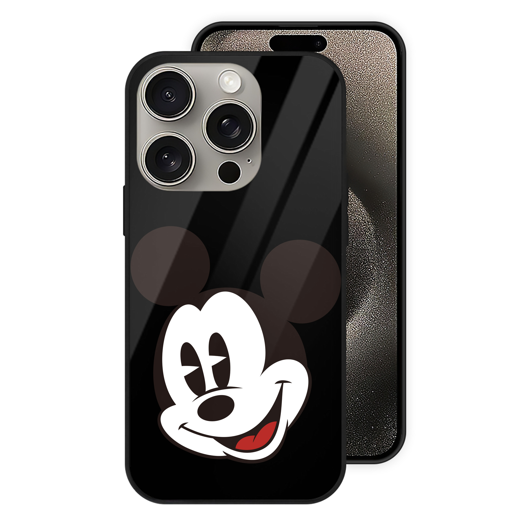 （画像用） ミッキーマウス Mickey Mouse 【iPhone15Pro対応】スマホケース 耐衝撃＆黄変防止 背面ガラス