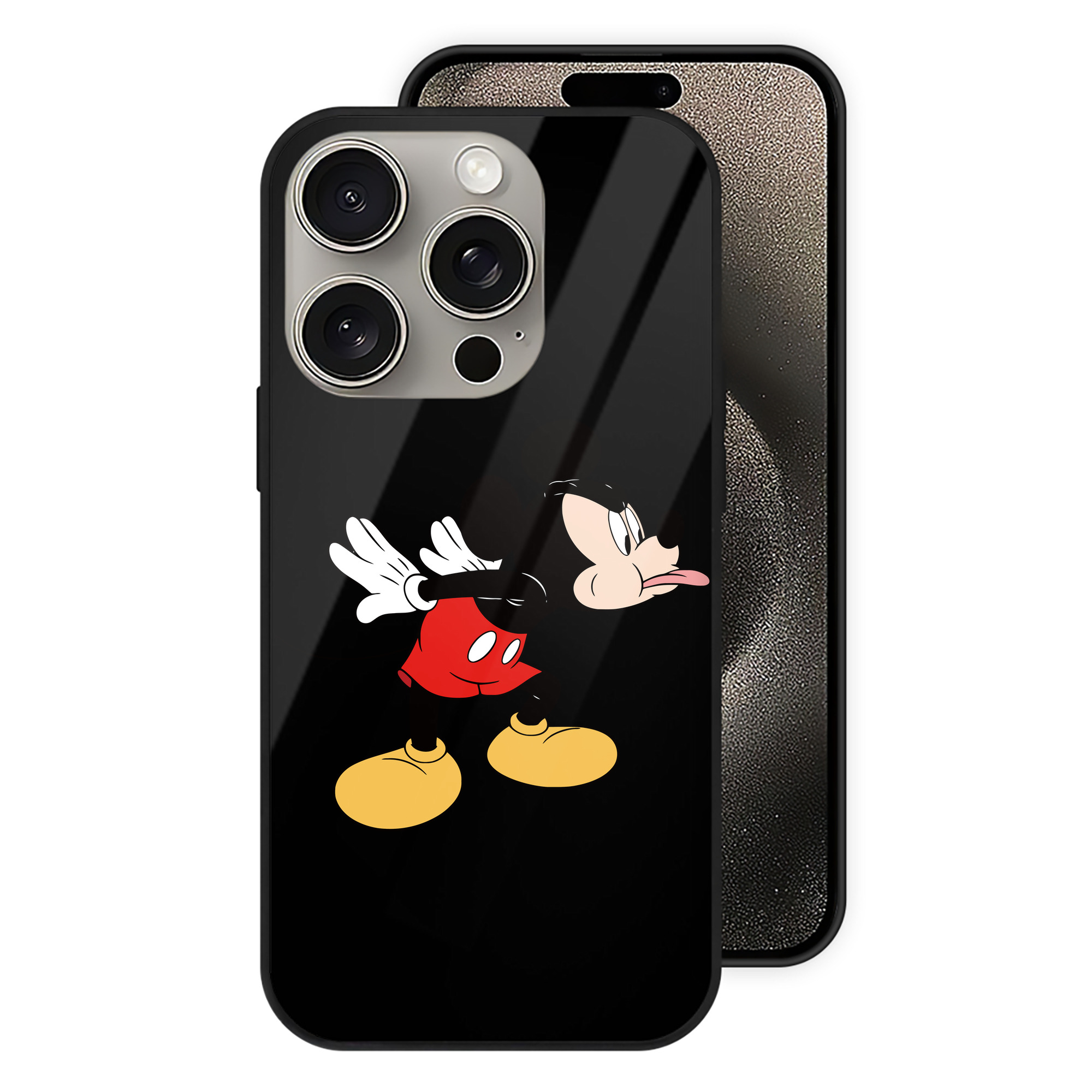 （画像用） ミッキーマウス Mickey Mouse 【iPhone15Pro対応】スマホケース 耐衝撃＆黄変防止 背面ガラス
